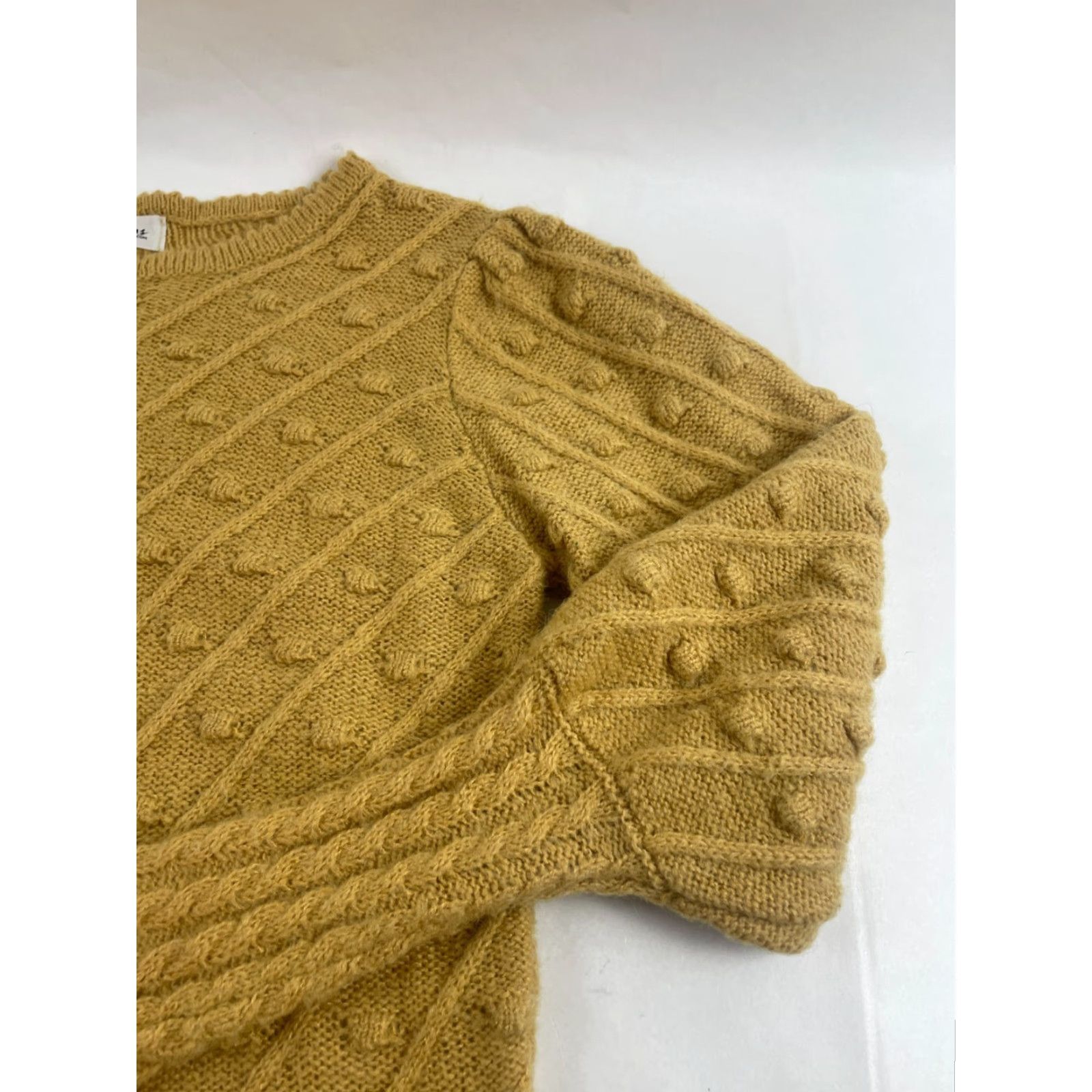 Vintage Impressions Sweater Women’s Size Small Mustard Yellow Polka Dot Crew Neck Long Sleeve Pullover Modern Fall Winter Spring Size S / US 4 / IT 40 - 3 Thumbnail