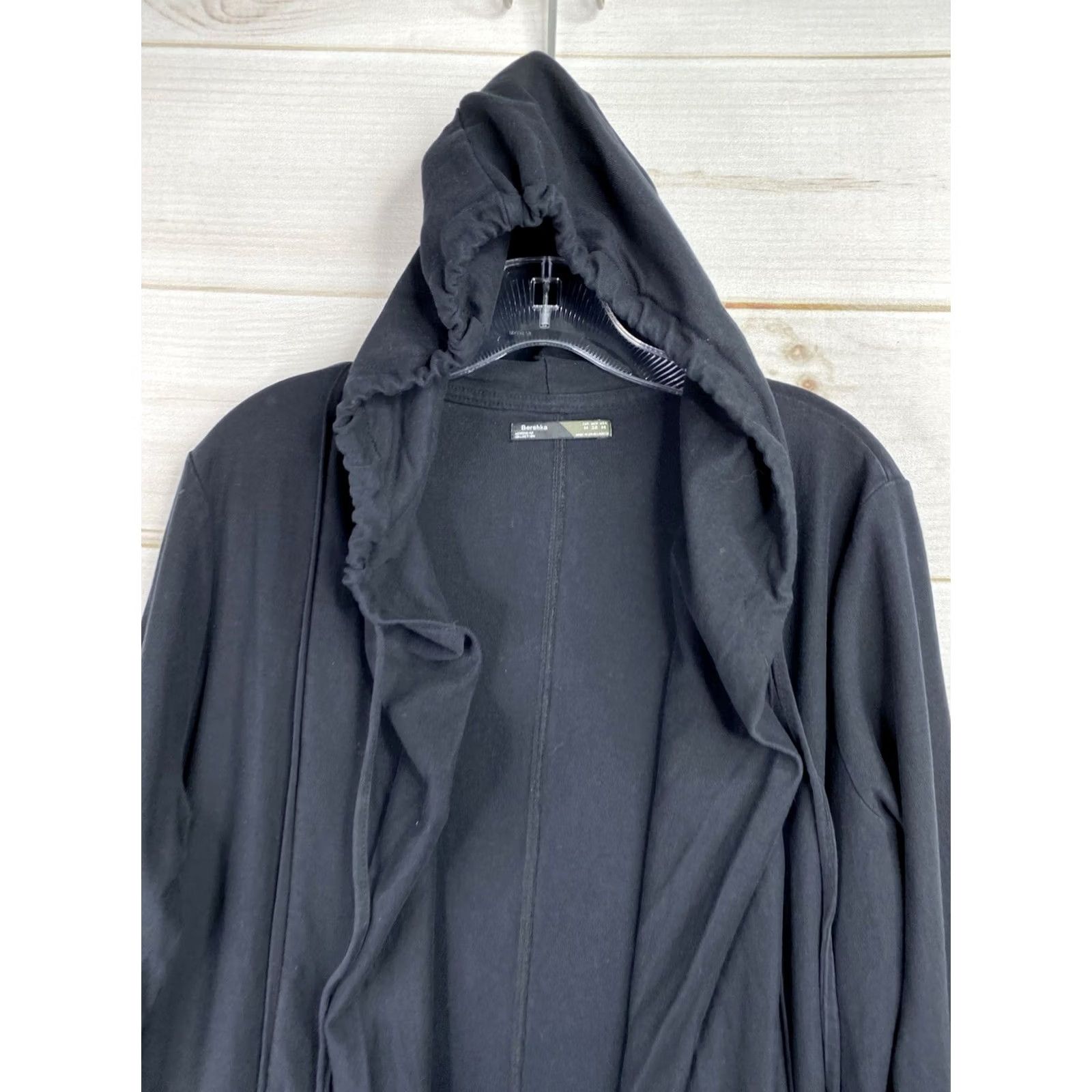 Bershka Bershka Mens M Black Hoodie Longline Open Front Hooded Cardigan Jacket Pockets Size US M / EU 48-50 / 2 - 2 Thumbnail