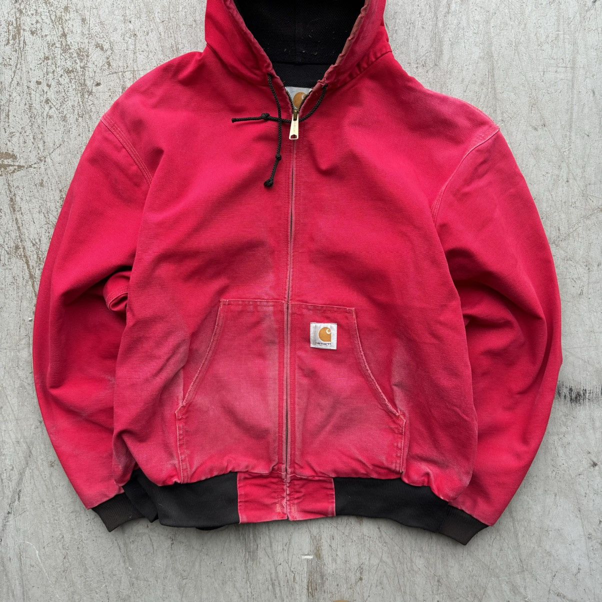 Carhartt × Vintage Vintage 90s Carhartt Hooded Crimson Red Jacket Sz XXL Size US XL / EU 56 / 4 - 2 Thumbnail
