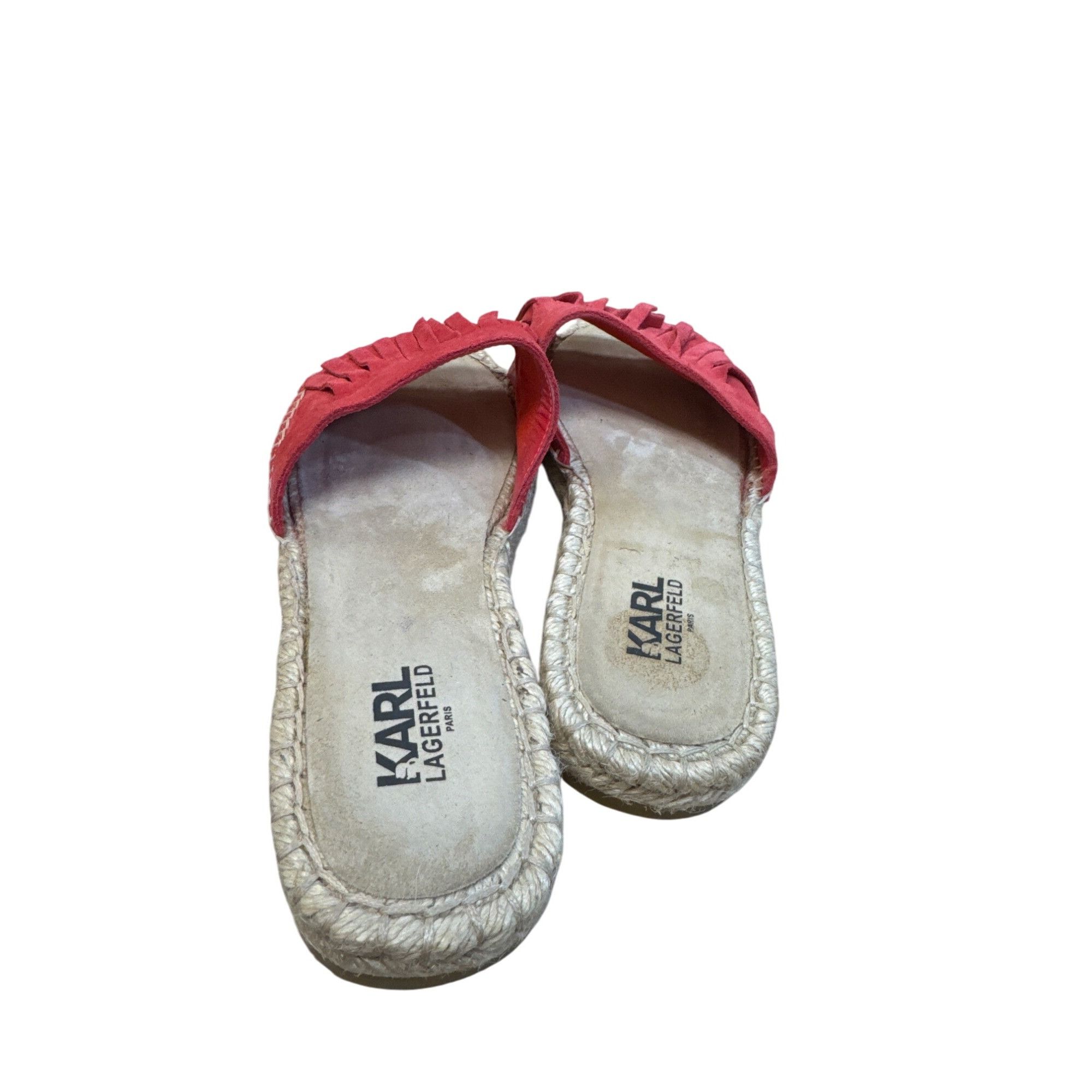 Karl Lagerfeld Karl Lagerfeld Womens Red Suede Fringe Espadrille Sandals Si Size US 11 / IT 41 - 5 Thumbnail