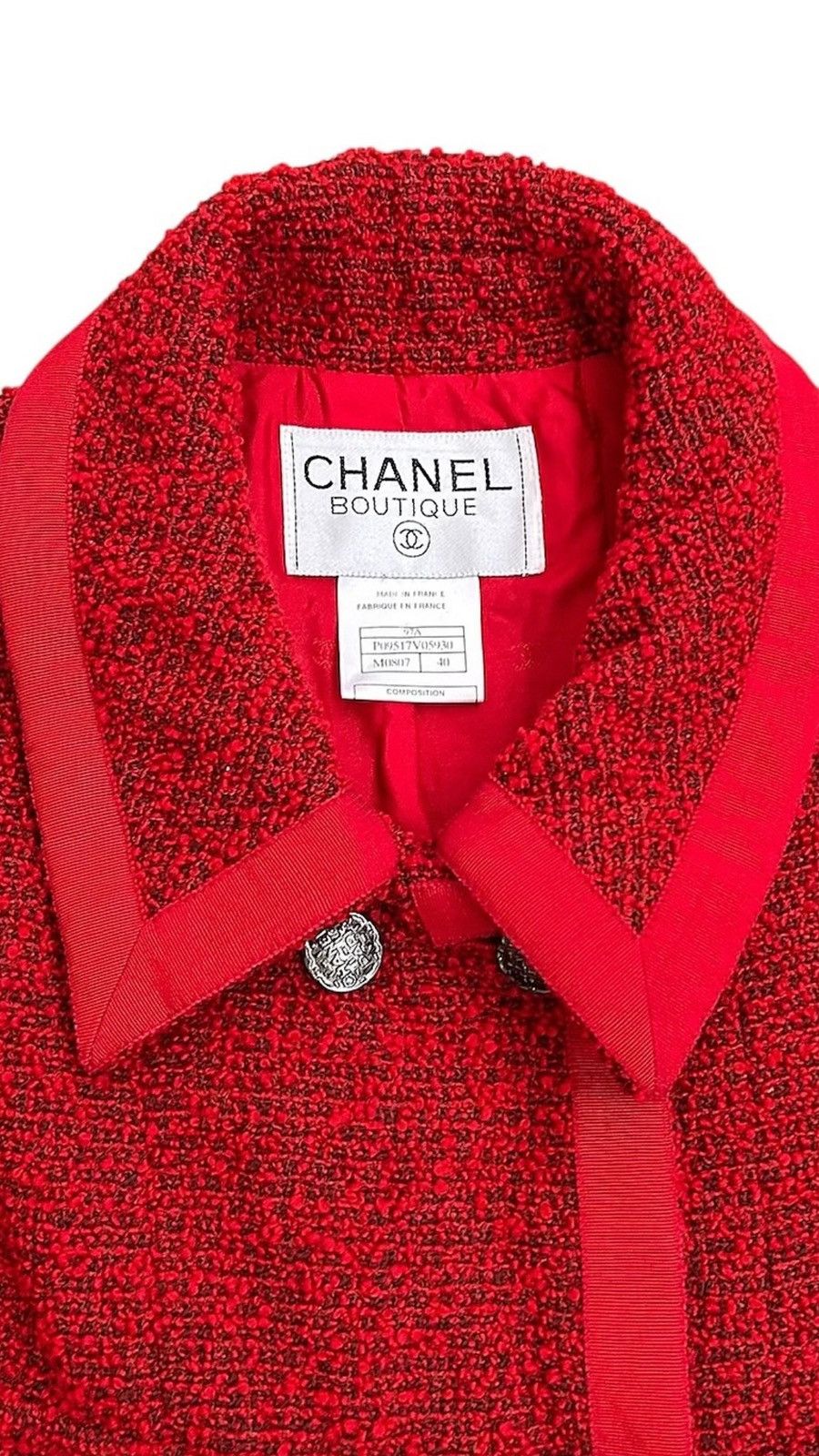 Chanel Chanel 97A Red Tweed Wool Jacket Size M / US 6-8 / IT 42-44 - 3 Thumbnail