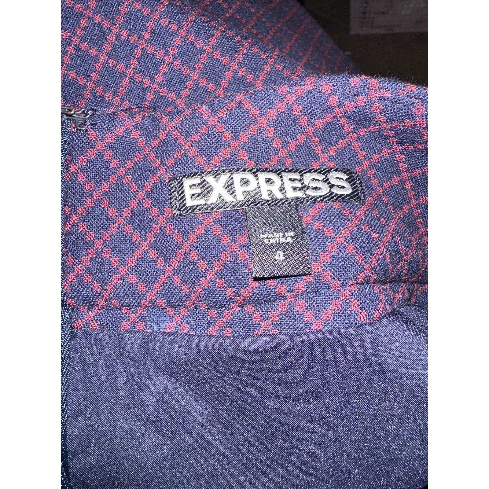 Express Express blue red geometrical print pencil skirt size 4 Size 27" / US 4 / IT 40 - 3 Thumbnail