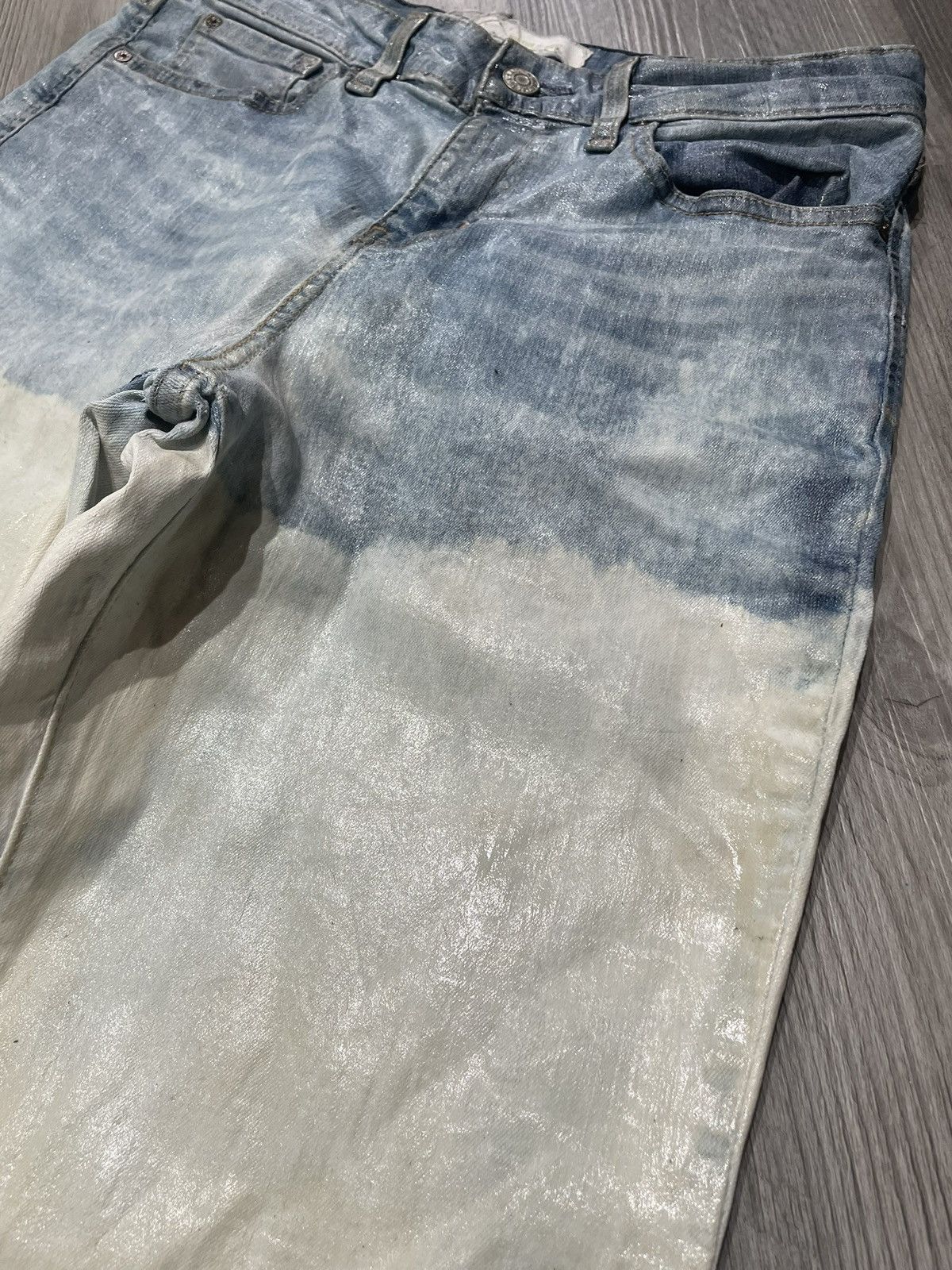 Other X3RLY Custom “Bleach Gradient” Waxed Jeans Size US 29 - 3 Thumbnail