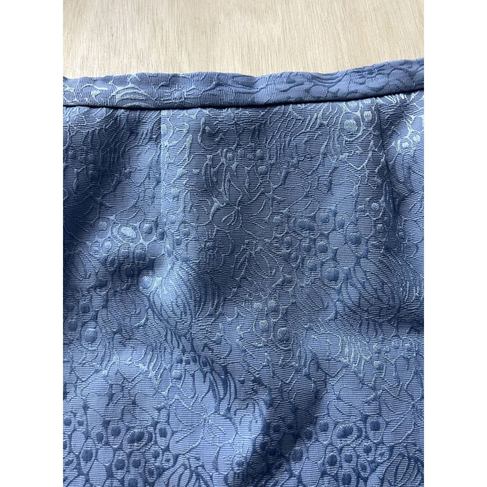 Vintage KS Collection Skirt Womens 10 Blue Floral Jacquard Pencil Ruffle Hem Knee Length Size 32" / US 10 / IT 46 - 2 Thumbnail