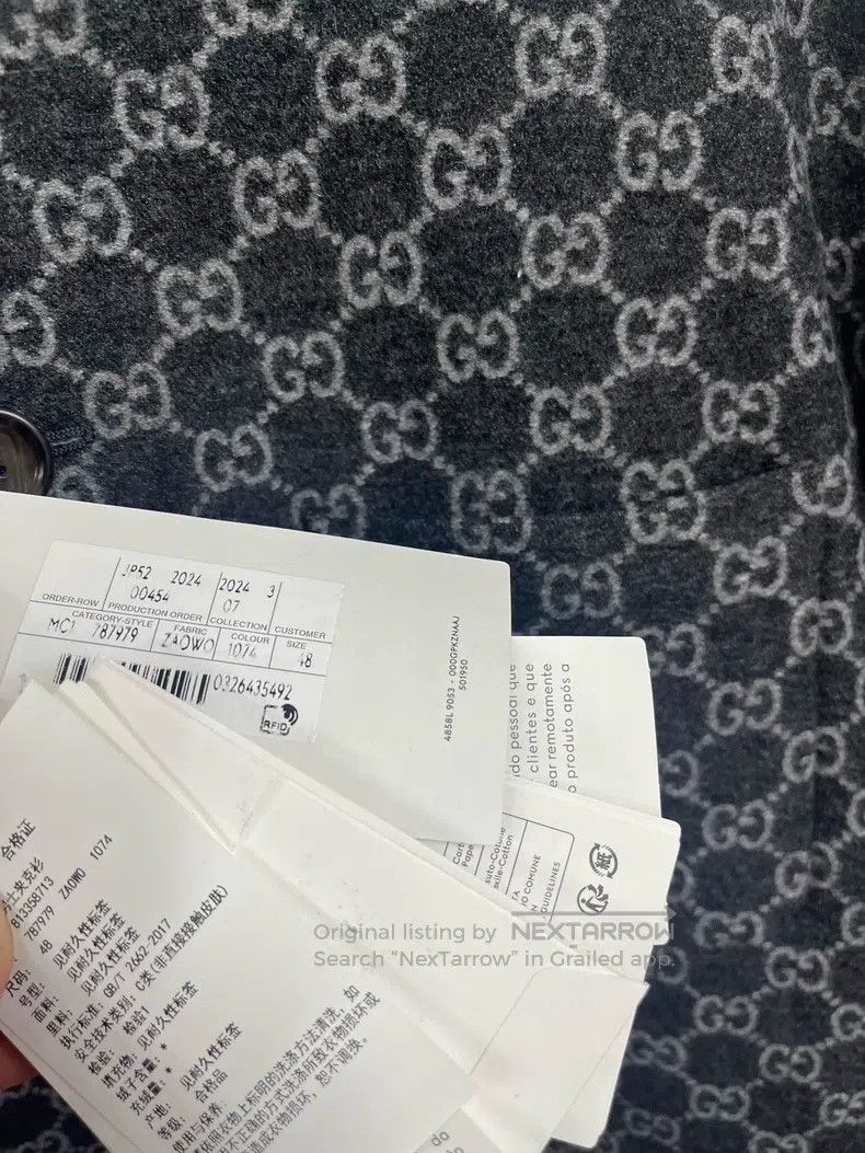 Gucci Gucci Gray double G full-print single-breasted long-sleeve Size US M / EU 48-50 / 2 - 3 Thumbnail