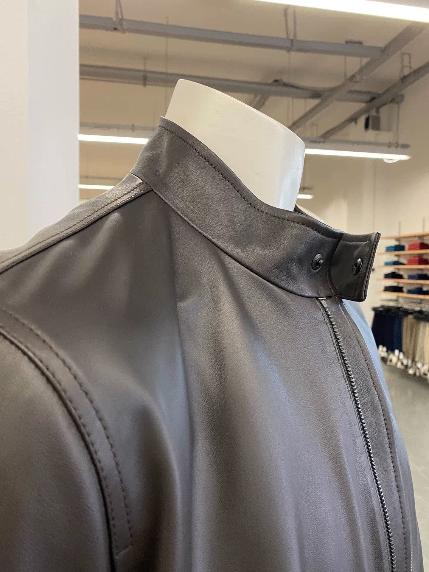 Z Zegna ZZEGNA Men's Brown Leather Jacket Size US XS / EU 42 / 0 - 6 Thumbnail