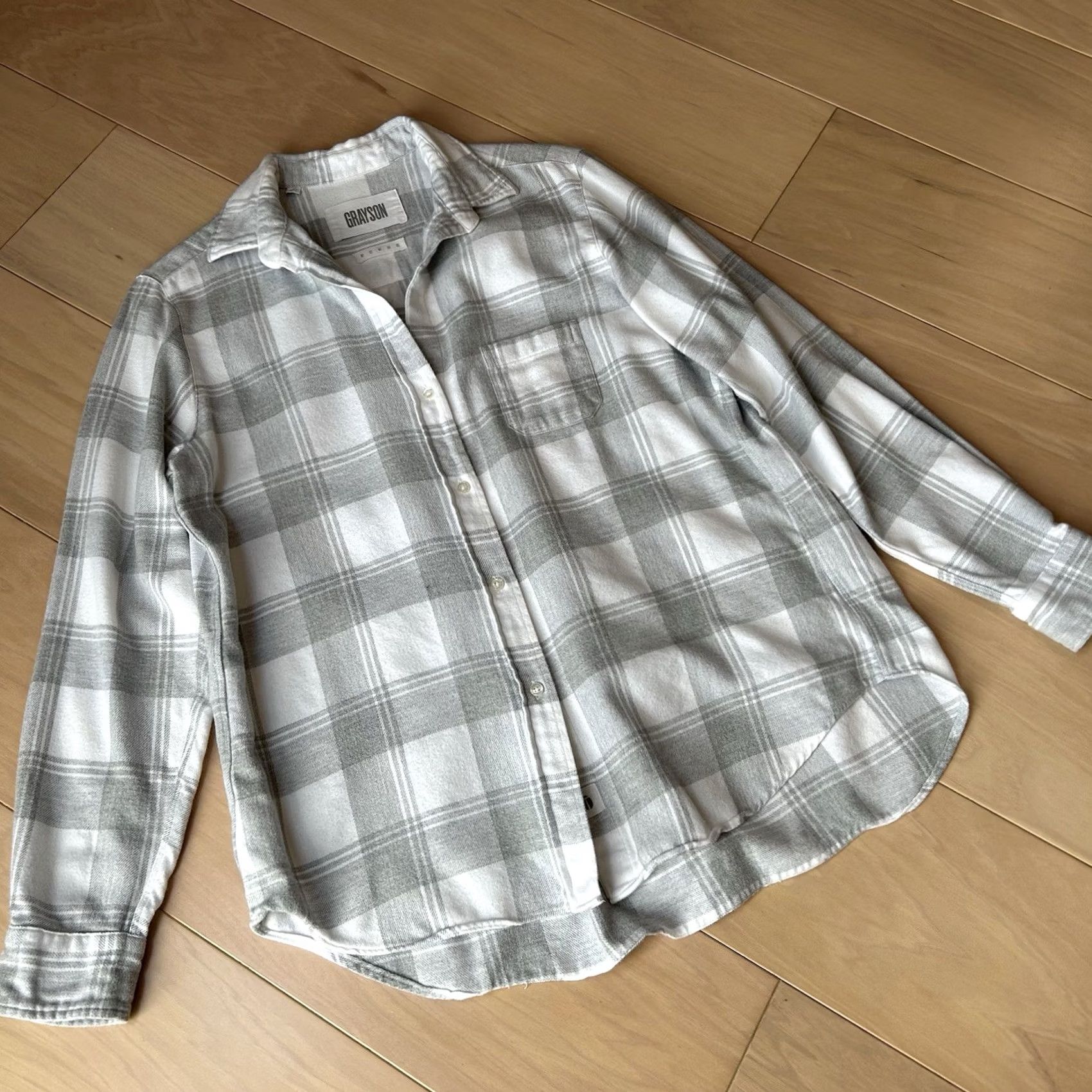 Vintage Grayson The Hero Button Up Plaid Flannel Shirt Long Sleeve Women’s M White / Gray Casual Workwear 100% Cotton Mens? Size M / US 6-8 / IT 42-44 - 2 Thumbnail