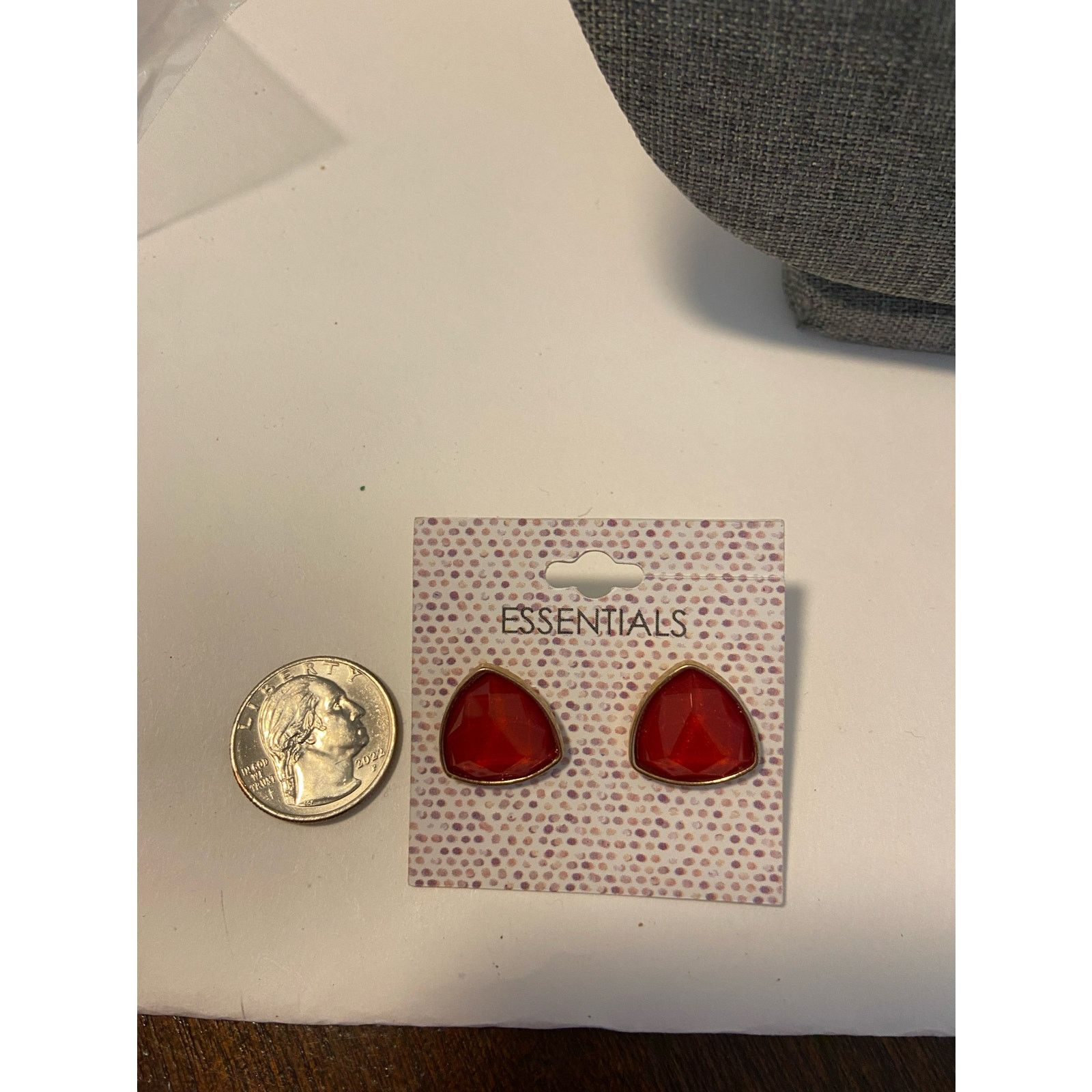 Other Red triangle earrings gold tone Size ONE SIZE - 2 Thumbnail