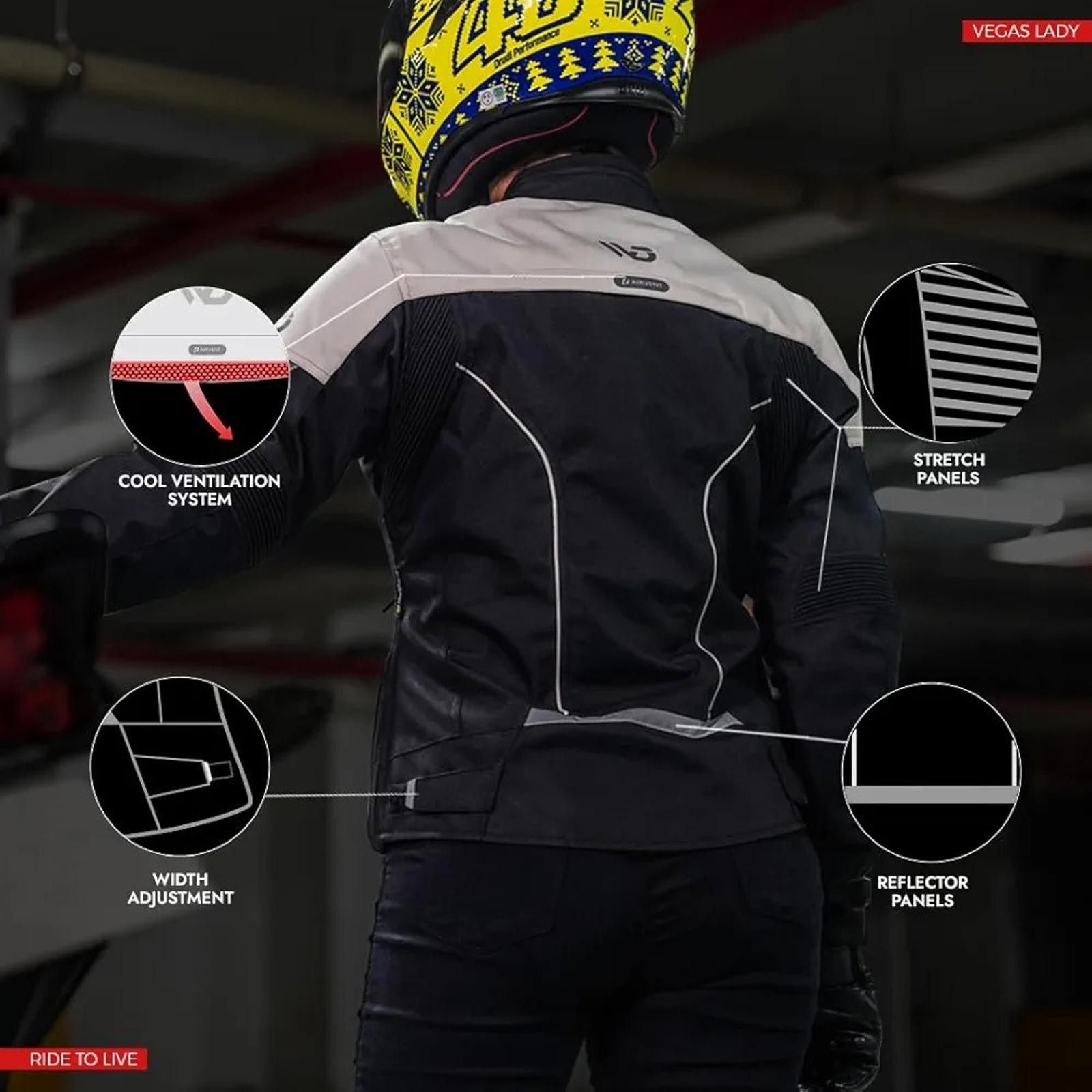 MD75 WD Motorcycle Jacket Vegas Women Small- with CE Armor Size S / US 4 / IT 40 - 3 Thumbnail