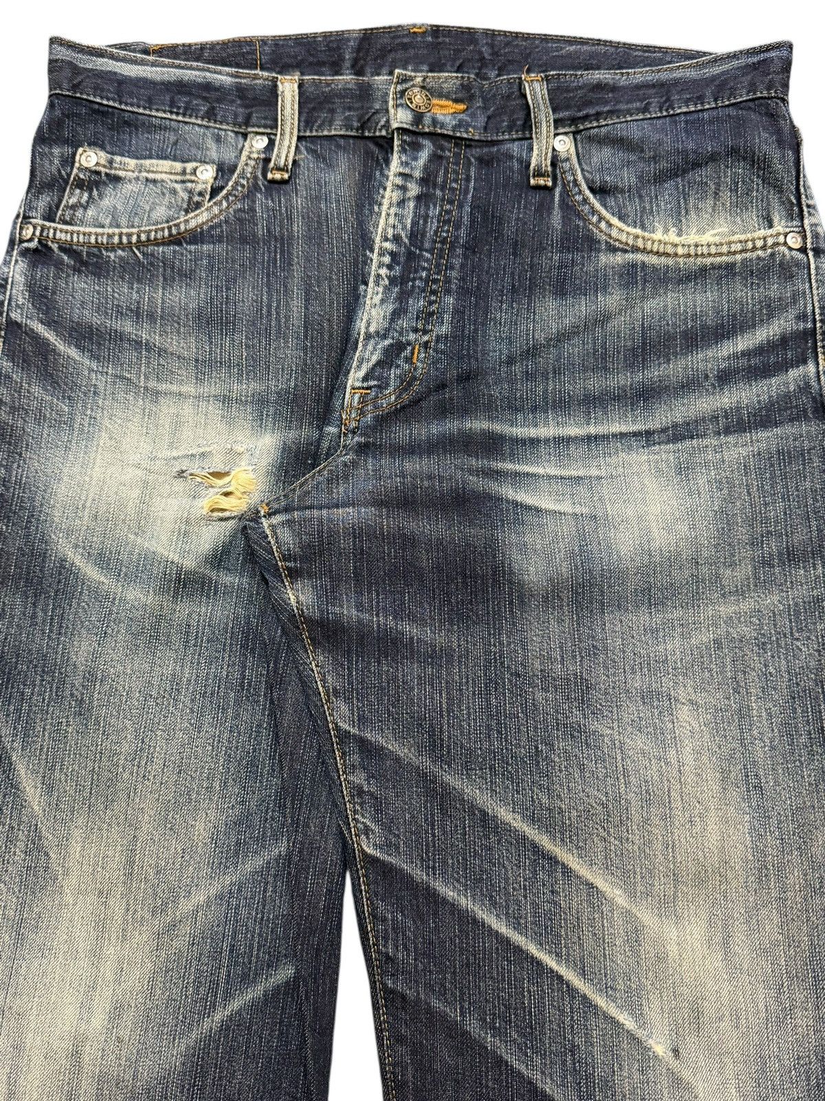 Edwin Vintage Edwin Blue Faded Wash Clawmark Style Wide Leg Baggy Size US 33 - 4 Thumbnail