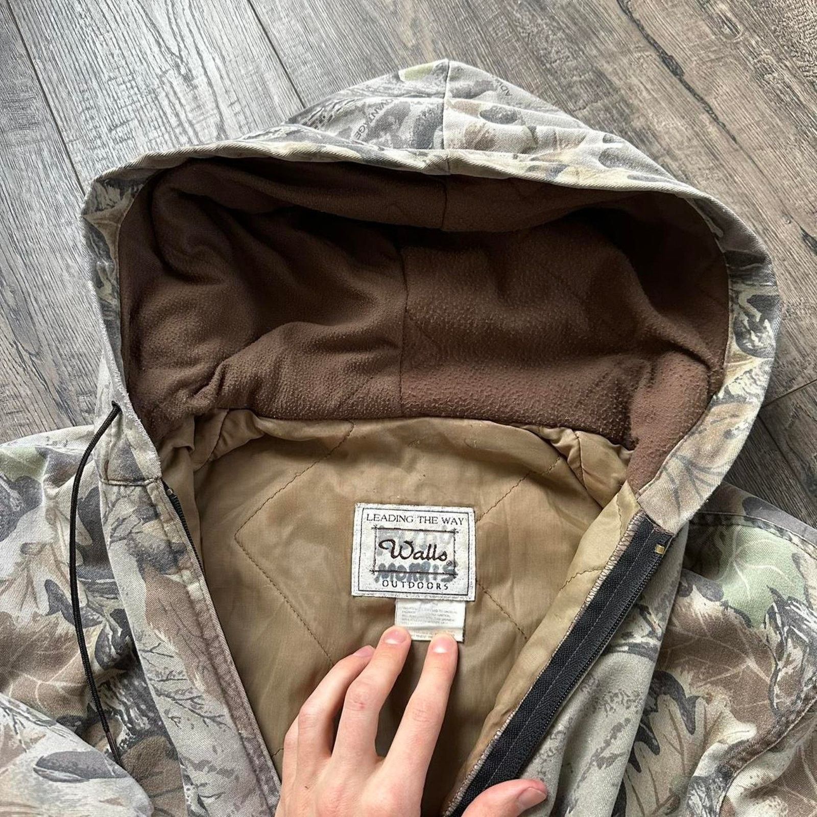 Vintage Vintage 90s Faded Camo Cotton Zip Up Hooded Work Jacket Size US M / EU 48-50 / 2 - 4 Thumbnail