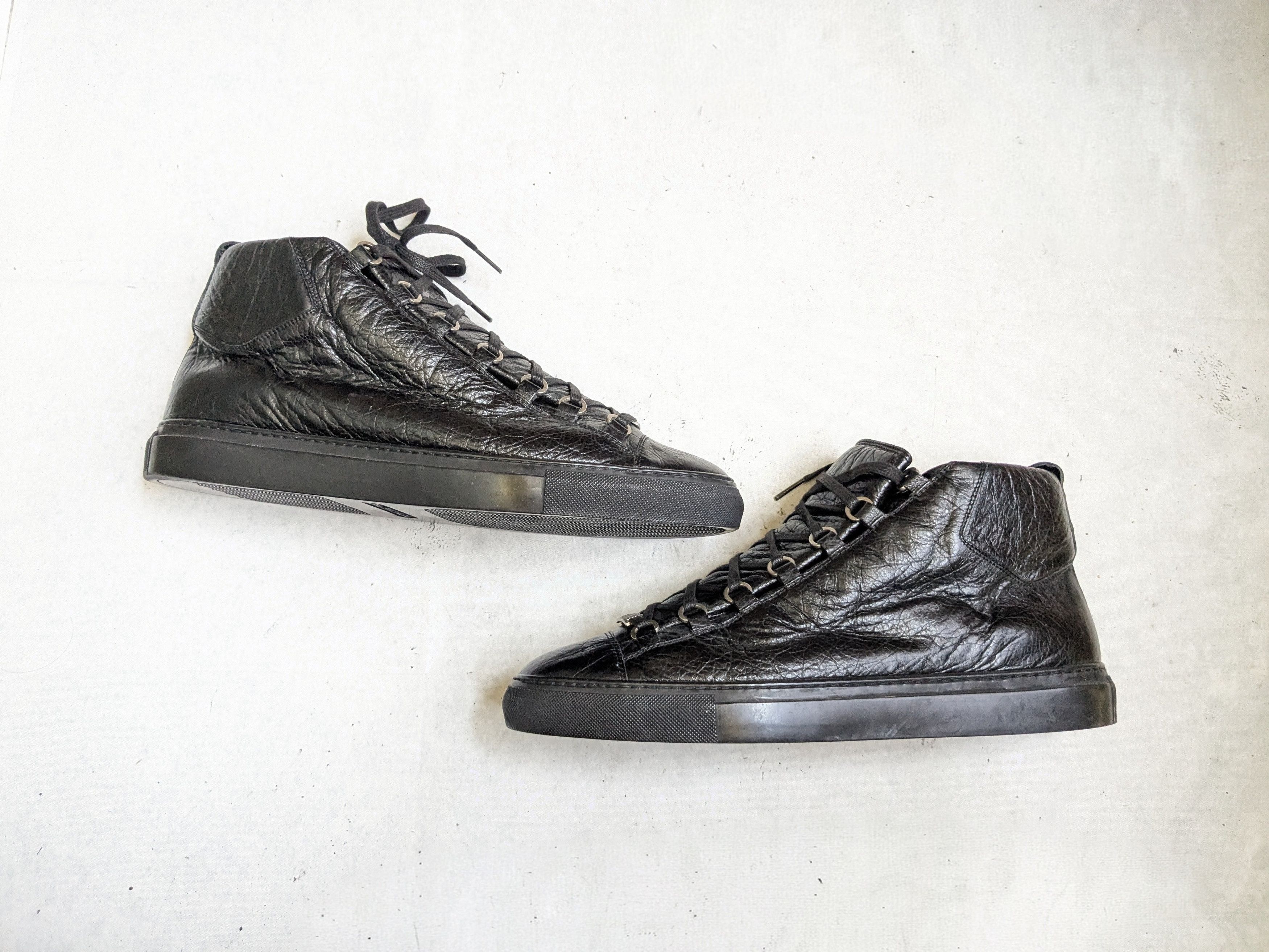 Balenciaga Balenciaga Arena Sneakers Black 12 45 High Tops Leather Size US 13 / EU 46 - 1 Thumbnail