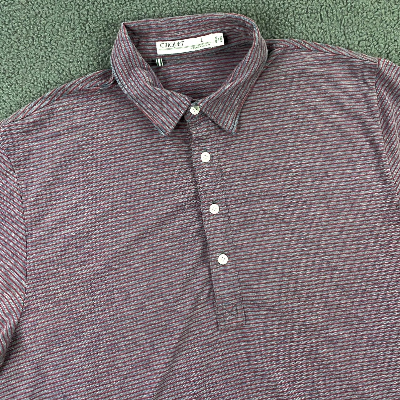 Vintage Criquet Mens Polo Shirt Large Striped Cotton Blend Performance Golf Shirt Mens Polo Striped Cotton Blend Golf Size US L / EU 52-54 / 3 - 2 Thumbnail