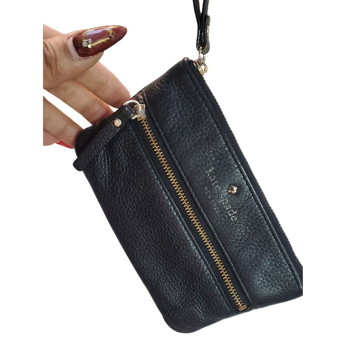 Kate Spade Kate Spade Black Leather Wristlet Zip Pouch Size ONE SIZE - 2 Thumbnail