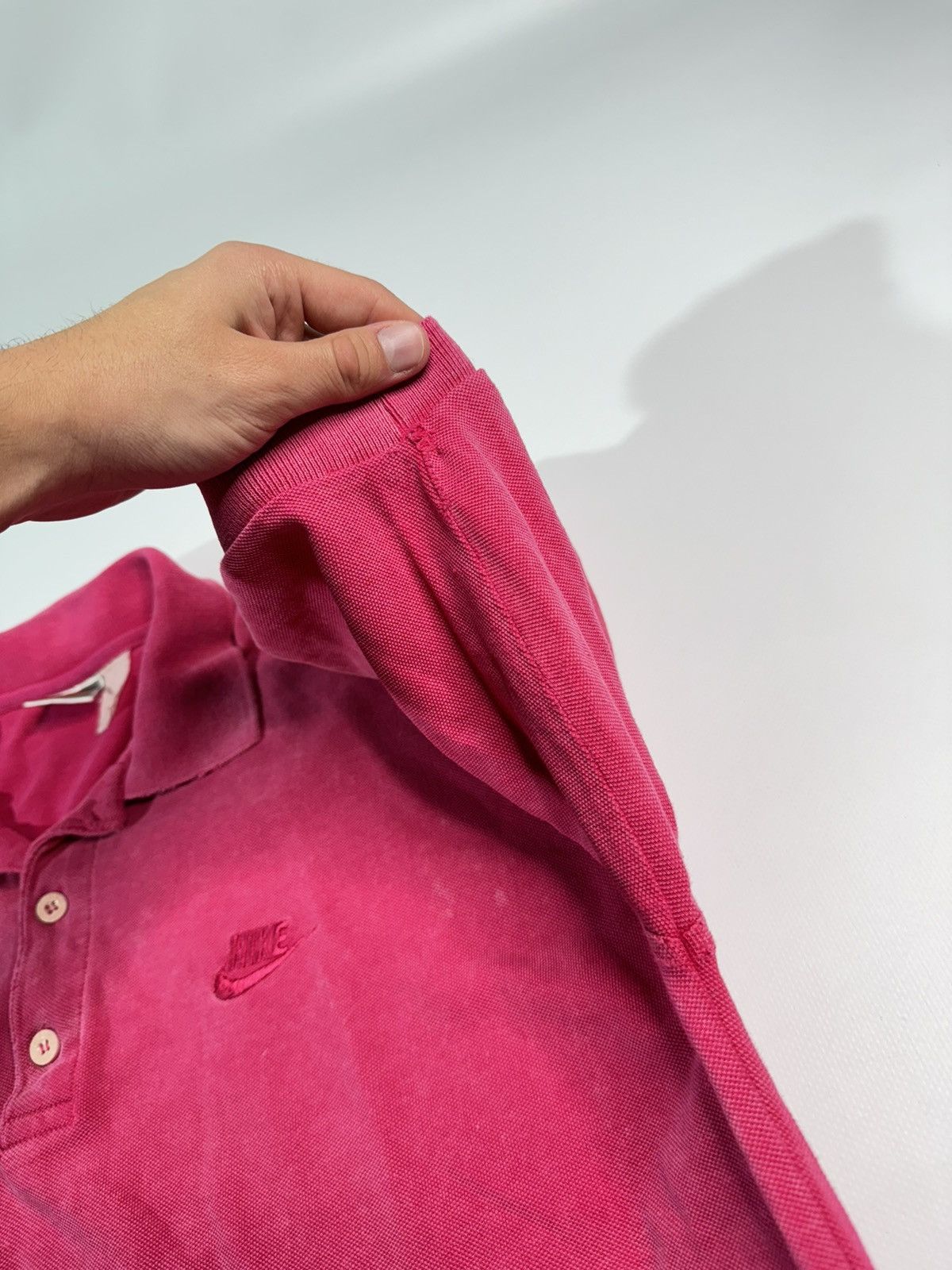 Nike × Vintage Vintage crazy pink Nike 90s distressed polo shirt washed Size US L / EU 52-54 / 3 - 4 Thumbnail