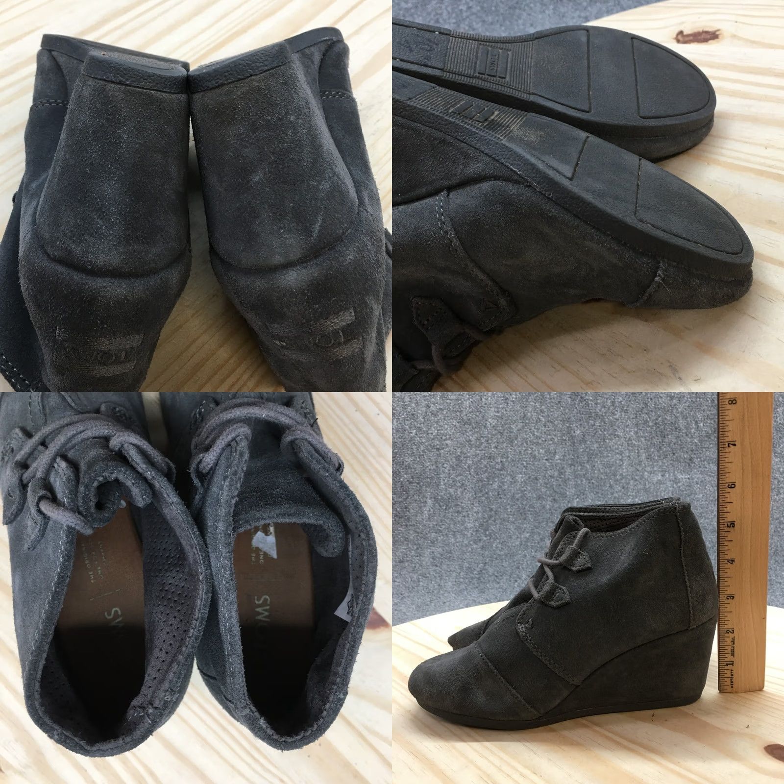 Toms Toms Boots Womens 6 Kala Desert Wedge Booties Gray Suede Lace Up 10012957 Size US 6 / IT 36 - 8 Thumbnail