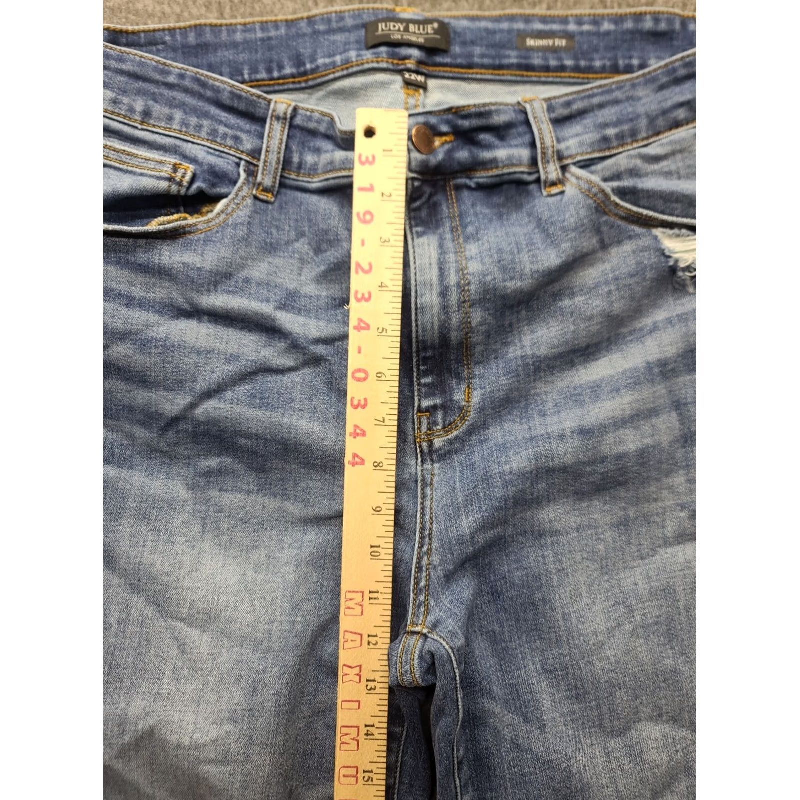 Vintage Judy Blue Jeans Womens 22W Plus Size Skinny Fit Ankle Cut Distressed Stretch Denim Jeans Slim Bohemian City Style Ladies Size 40" / US 18 - 5 Thumbnail