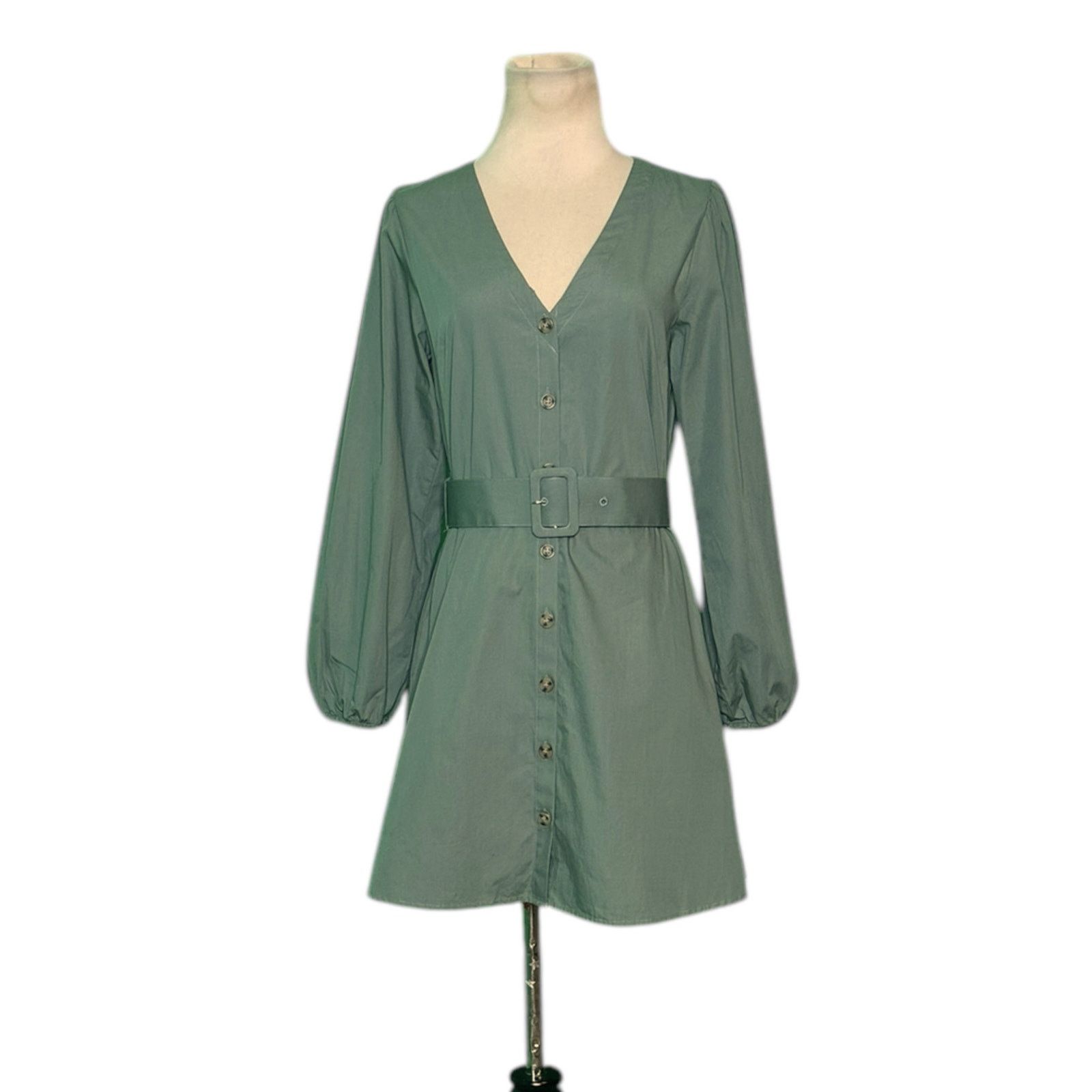 H&M H&M Divided green long sleeves shirt mini dress size Small Size S / US 4 / IT 40 - 8 Thumbnail