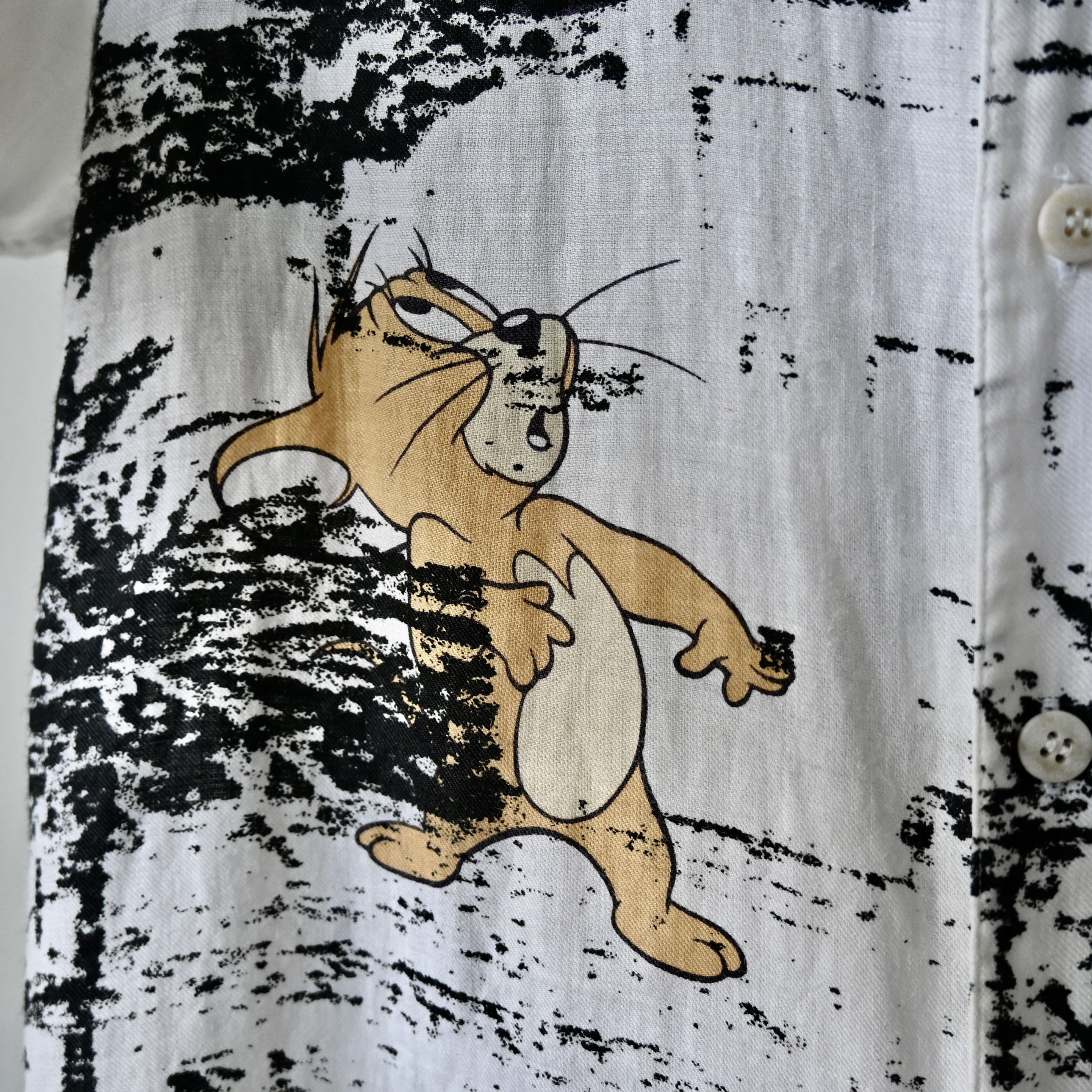 Japanese Brand 2000s GREEN CLUBS double silkscreened TOM&JERRY linen shirt Size US M / EU 48-50 / 2 - 7 Thumbnail
