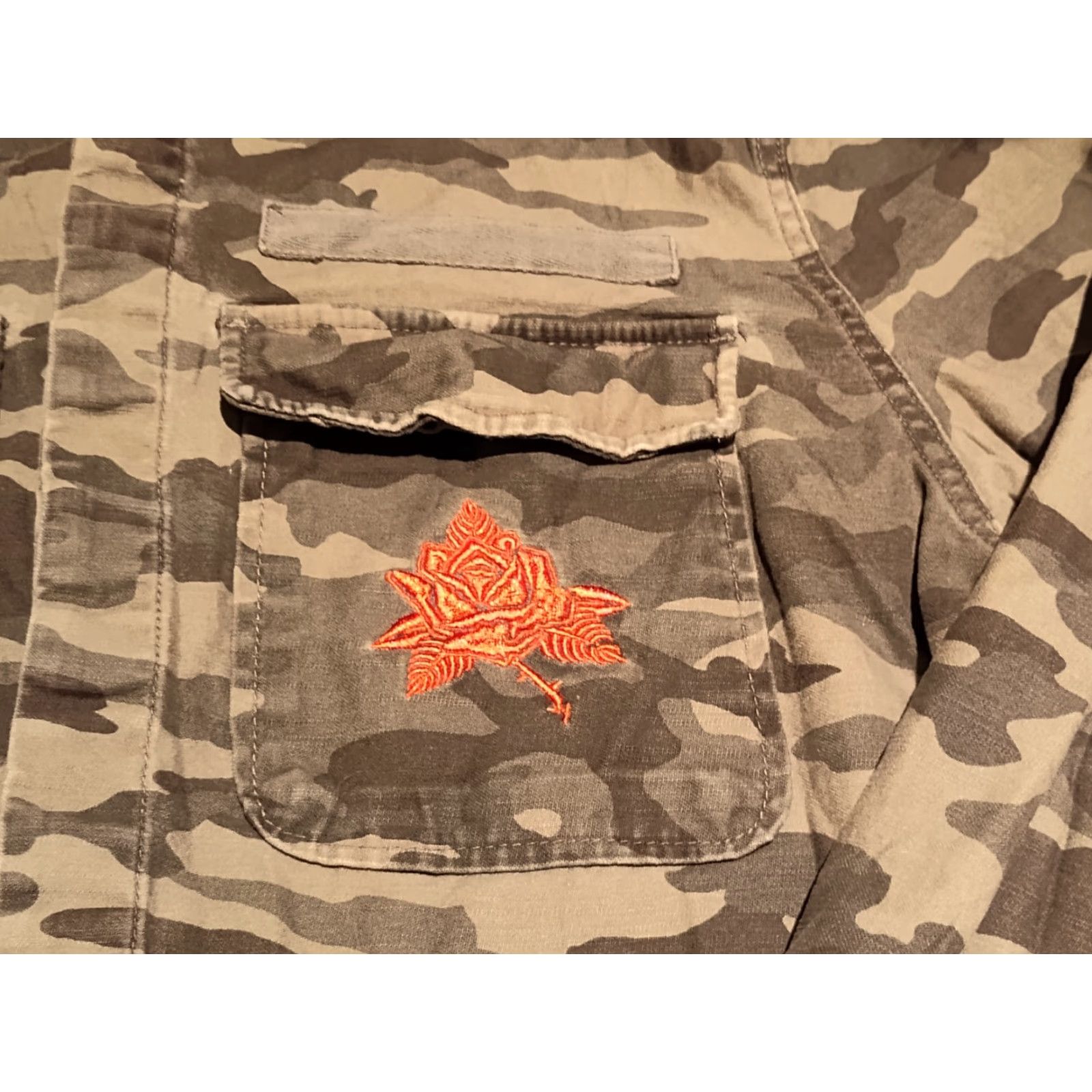 H&M VINTAGE H&M Divided Women's Camouflage Jacket Large Spring Fall Winter Green Orange Casual NYC Size L / US 10 / IT 46 - 3 Thumbnail