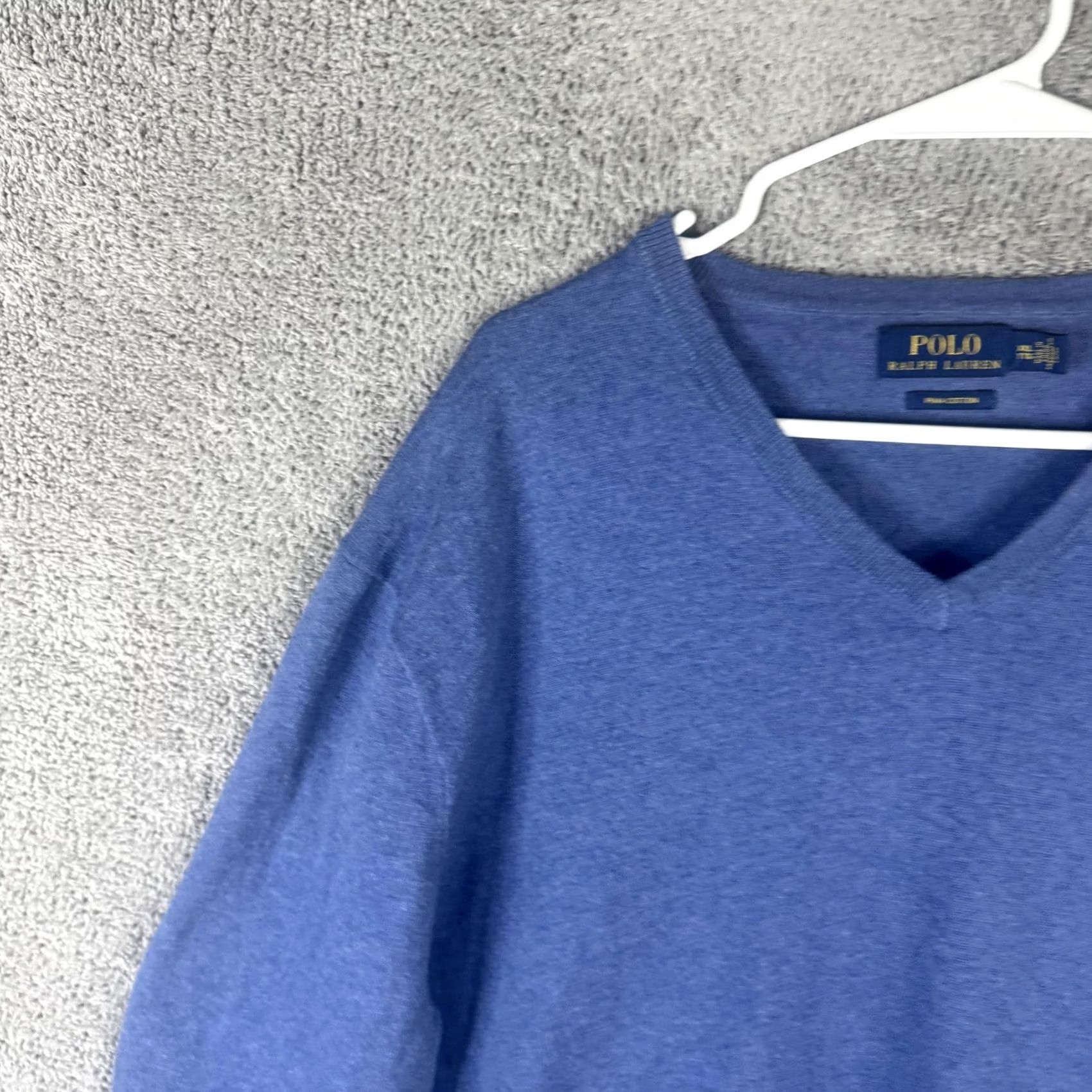 Polo Ralph Lauren VINTAGE? No. Polo Ralph Lauren Sweater Mens 2XL Blue Pima Cotton V Neck Knit Pullover Size US XXL / EU 58 / 5 - 5 Thumbnail
