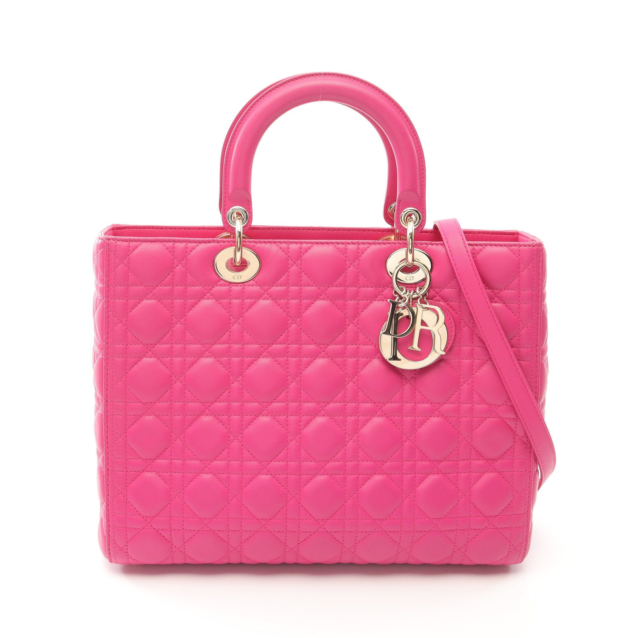 Dior Dior Lady Dior Large Handbag Leather Pink Purple Size ONE SIZE - 1 Thumbnail