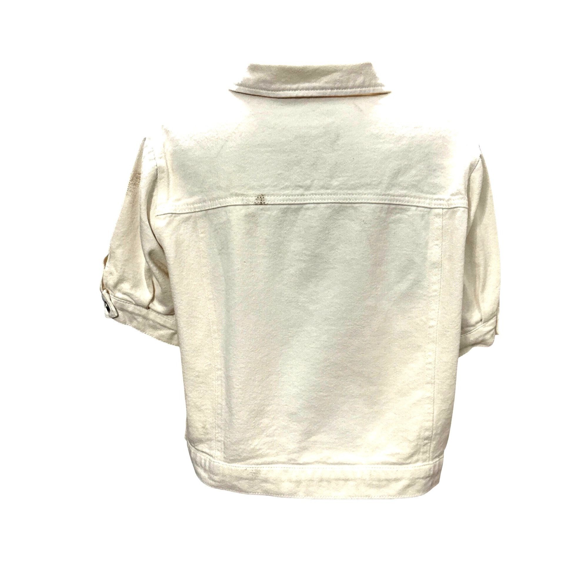 Other CCC Hengsheng White Denim Crop Top Jacket Cotton Polyester Size XL / US 12-14 / IT 48-50 - 3 Thumbnail