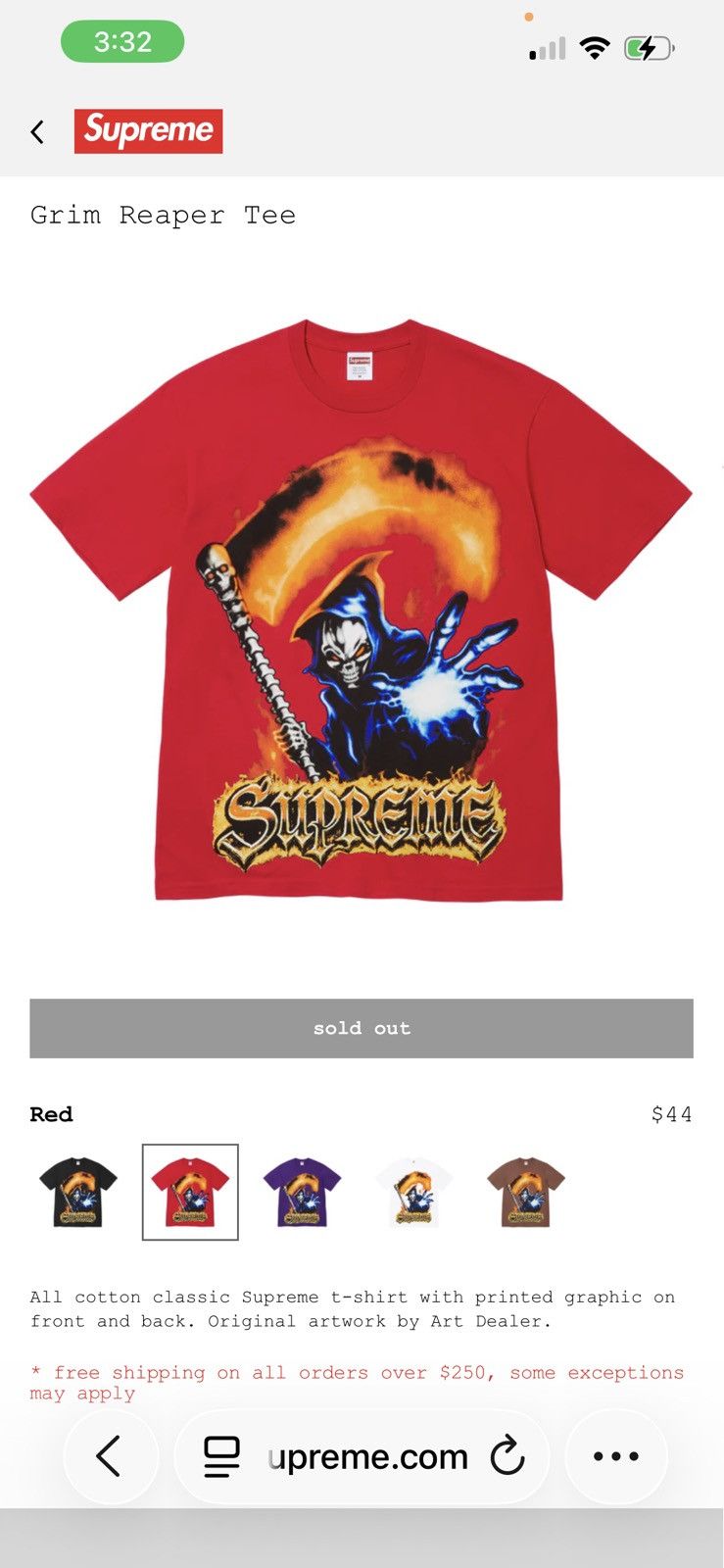 Supreme Supreme Grim Reaper Tee Size US XL / EU 56 / 4 - 1 Preview