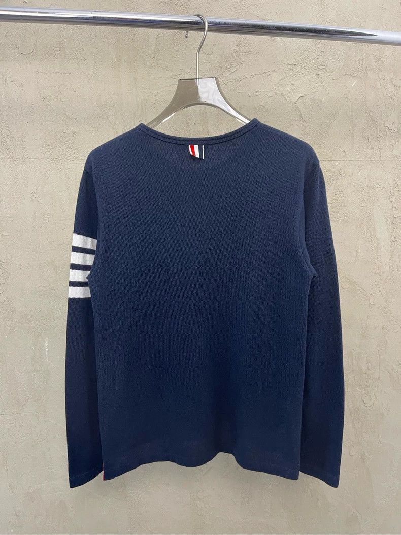 Thom Browne Thom browne Dark blue four-striped round-neck long-sleeved Size US XS / EU 42 / 0 - 2 Thumbnail