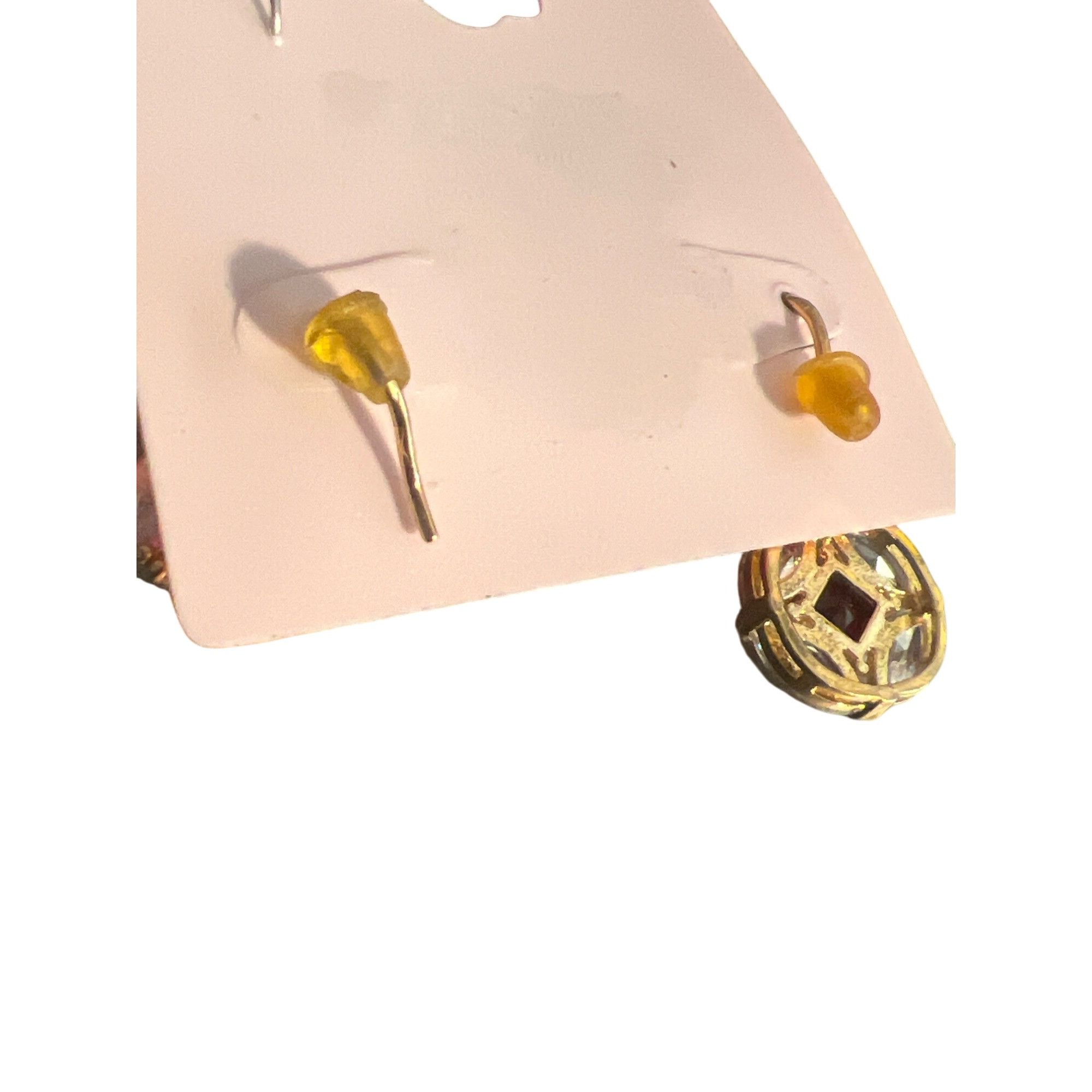 Other Gold Plated EdgeLook Ruby Red Clear Crystal Drop Earrings Ho Size ONE SIZE - 3 Thumbnail