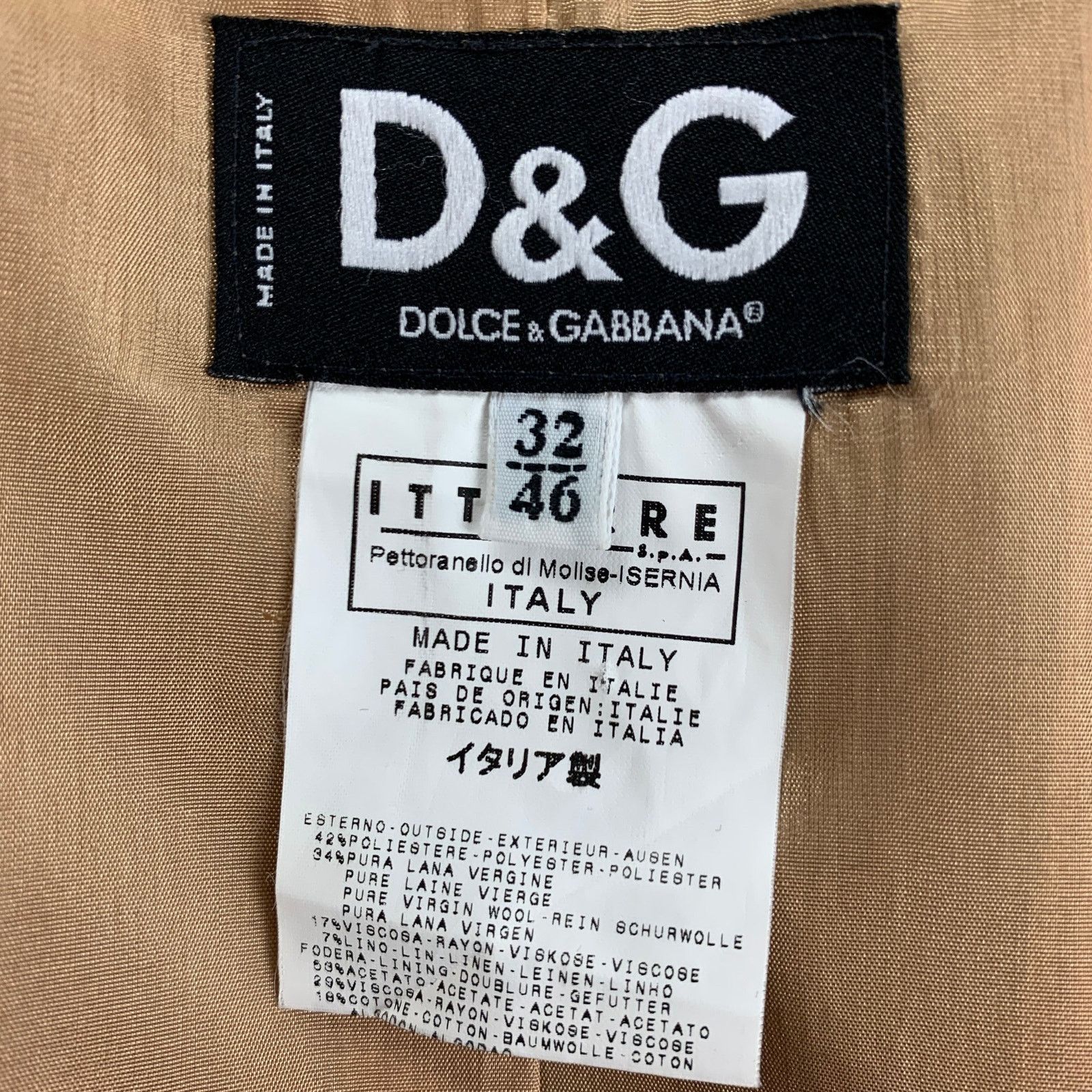 Dolce & Gabbana Size 36 Khaki Navy Stripe Polyester Blend Notch Lapel Suit Size 36R - 7 Thumbnail