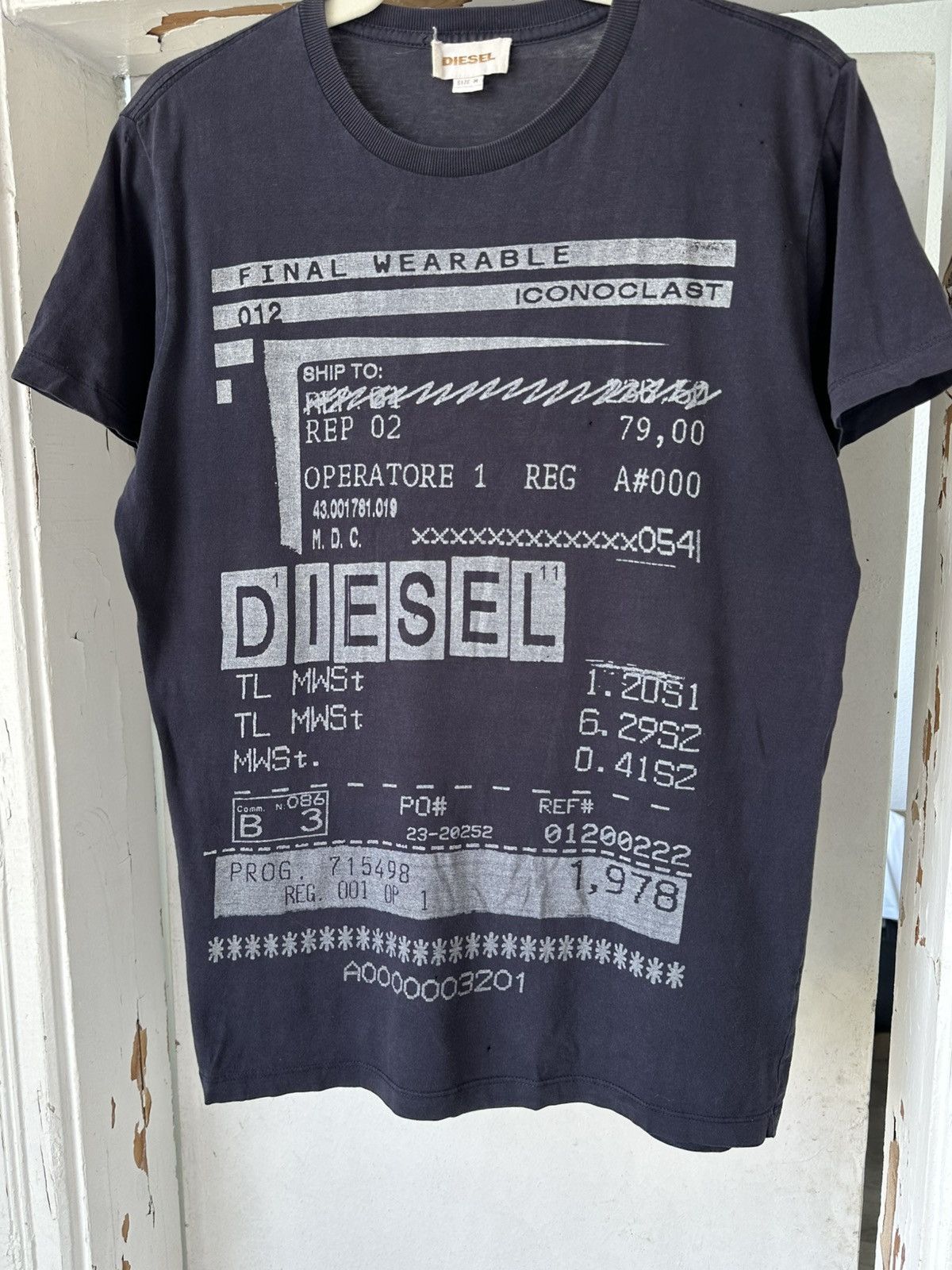 Diesel Vintage Diesel Printed Holey Black T-shirt Size US M / EU 48-50 / 2 - 3 Thumbnail