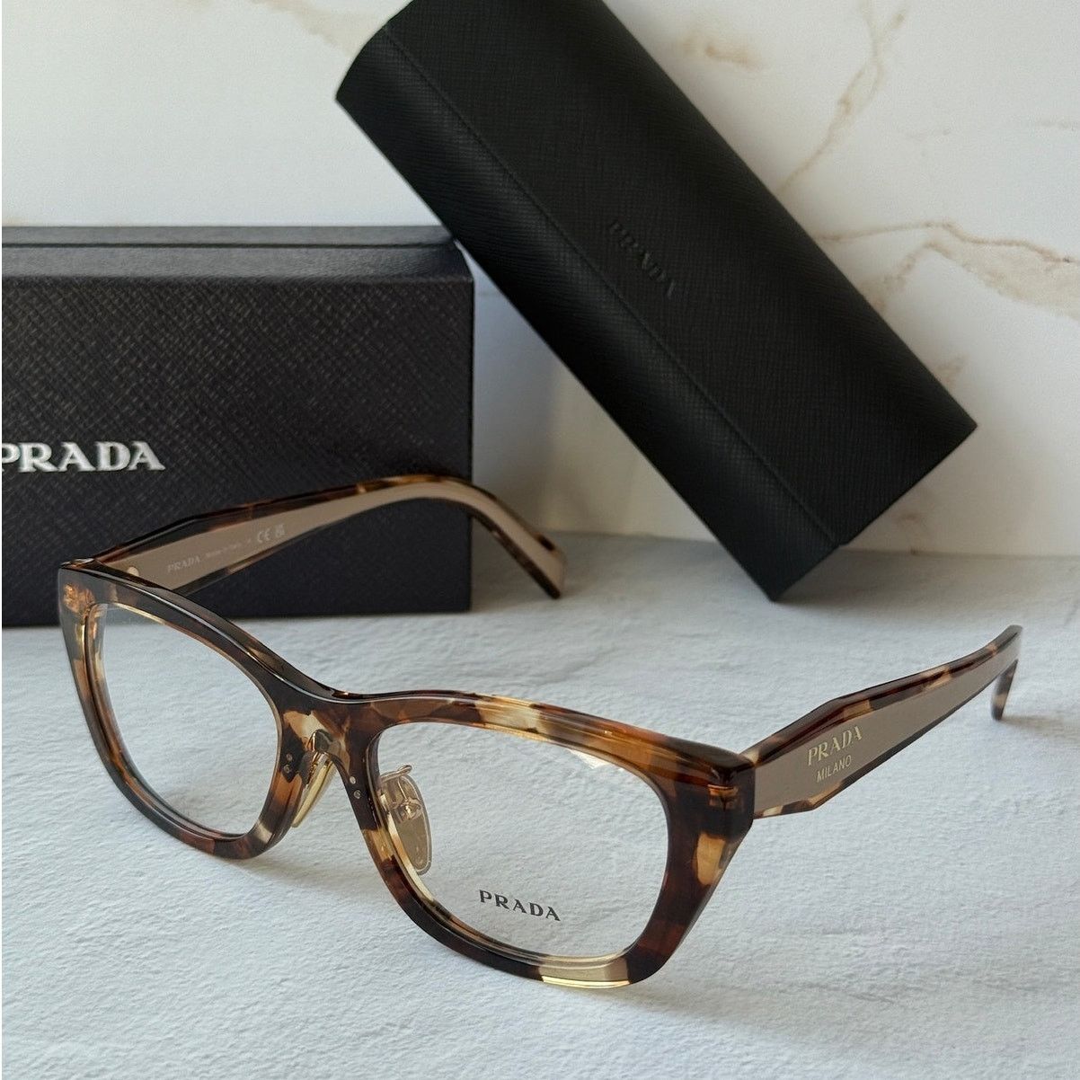 Prada NEW Prada PR B11VD Tortoise Brown Cat Eye Eyeglasses Frames Size ONE SIZE - 1 Thumbnail