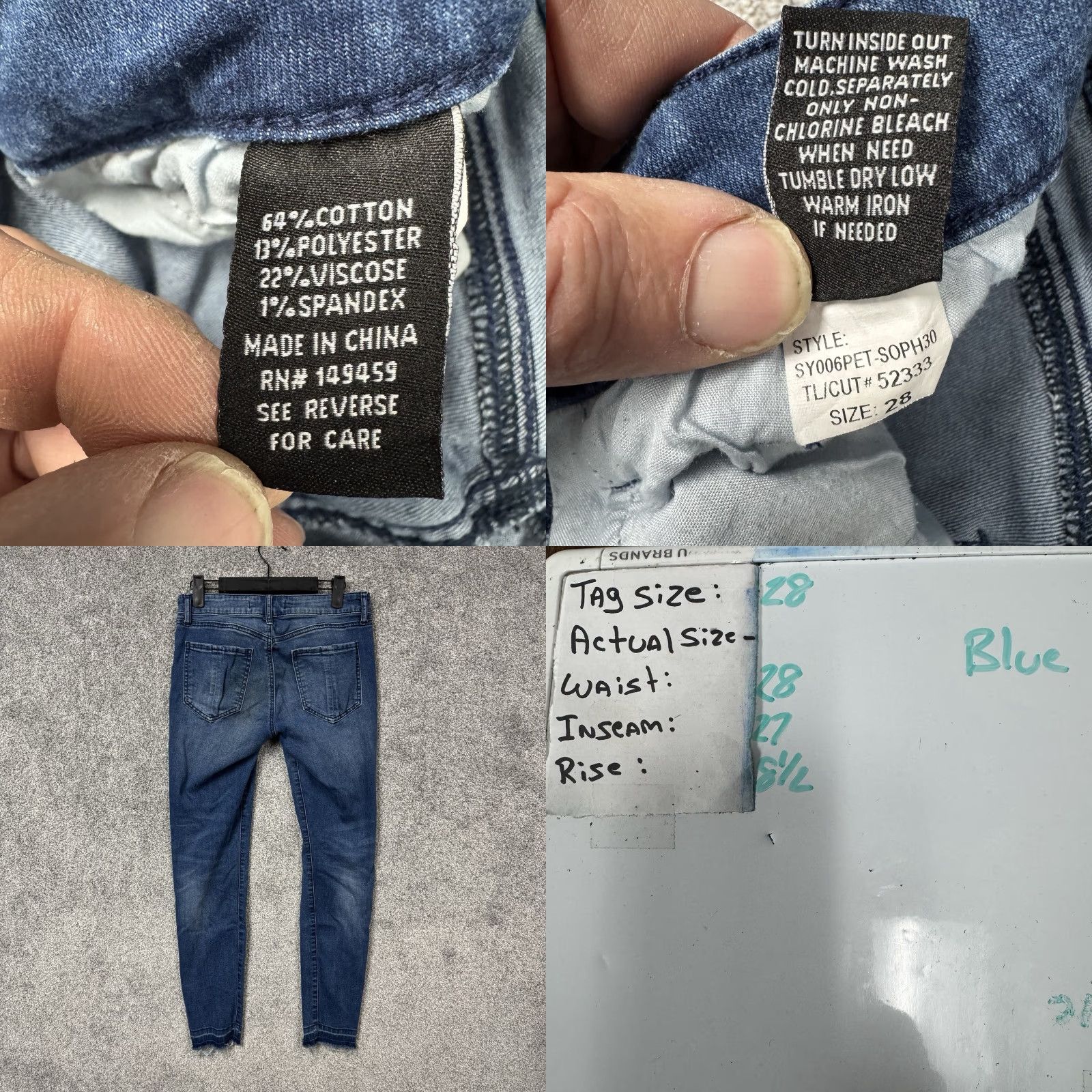Denime Prosperity Jeans Women 28 Blue Denim Skinny Leg Stretch Clean Girl 90s Retro Hip Hop Vintage No Size 28" / US 6 / IT 42 - 8 Thumbnail