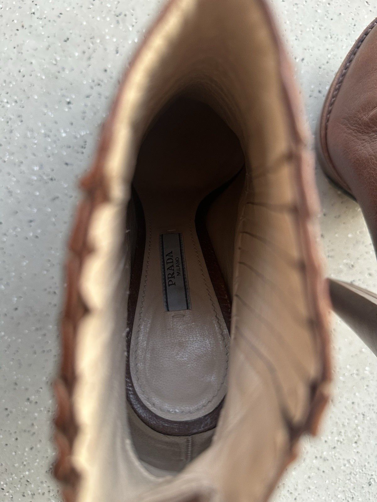 Prada DDP Prada Womens Brown Leather Platform Heel Boots Size 38,5 Size US 8.5 / IT 38.5 - 15 Thumbnail