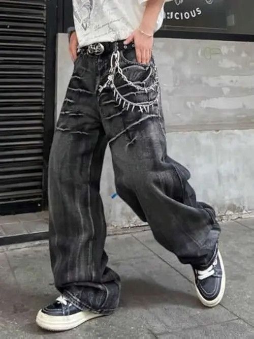 Jean GOTHIC Opium Y2K washed jeans pants Size US 36 / EU 52 - 1 Thumbnail