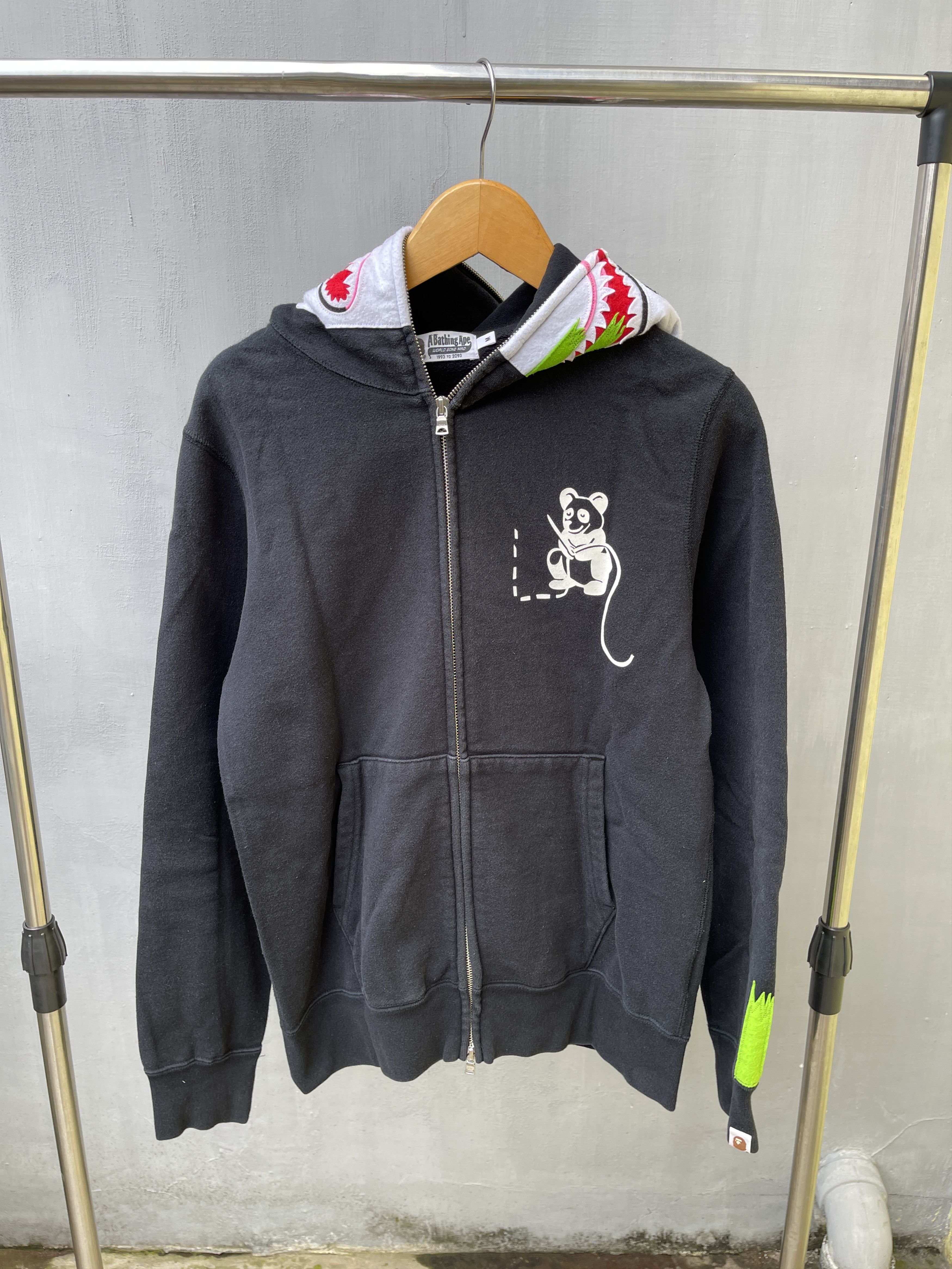 image of Bape Panda Full Zip Hoodie A Bathing Ape Black, Men's (Size Medium)