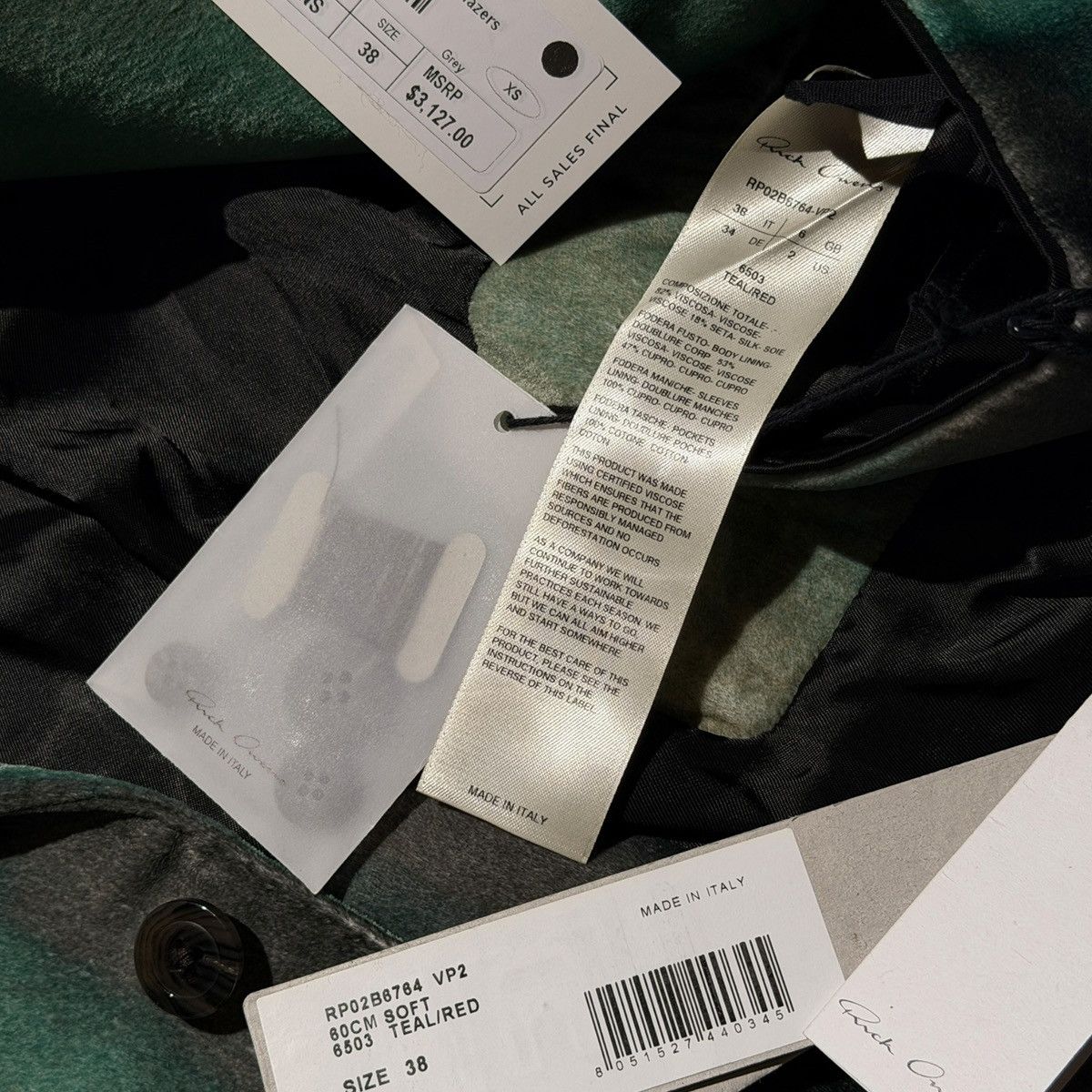 Rick Owens $3,127 neue gicca 60cm blazer Size XS / US 0-2 / IT 36-38 - 2 Thumbnail