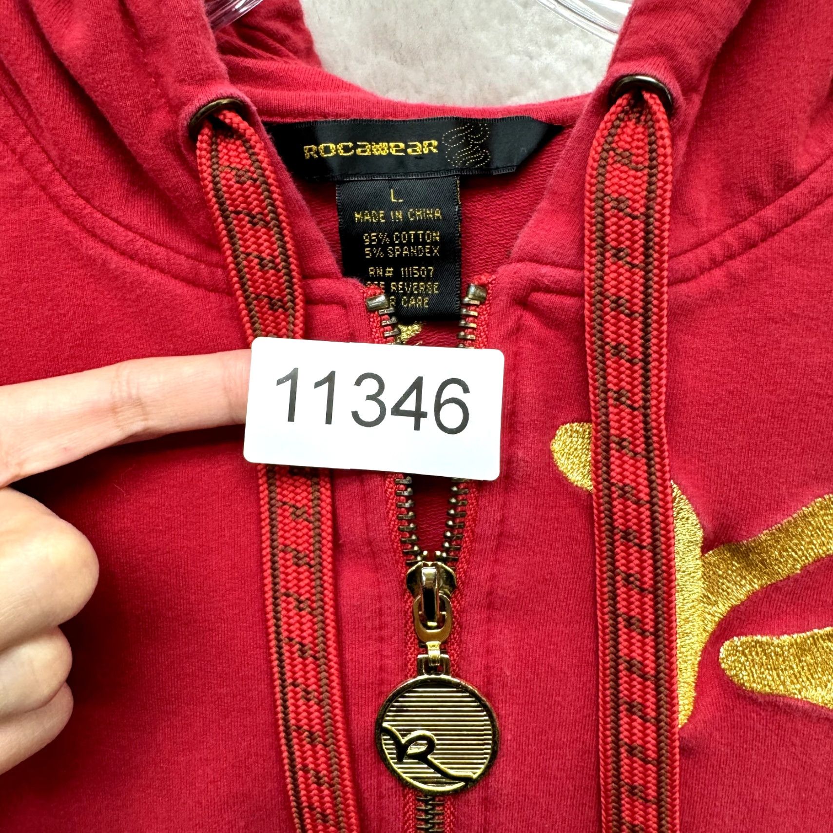Rocawear VINTAGE Rocawear Hoodie Sweater Jacket Large Red Logo Y2K McBling Cyber Fairy Ladies/Adults? Size L / US 10 / IT 46 - 8 Thumbnail