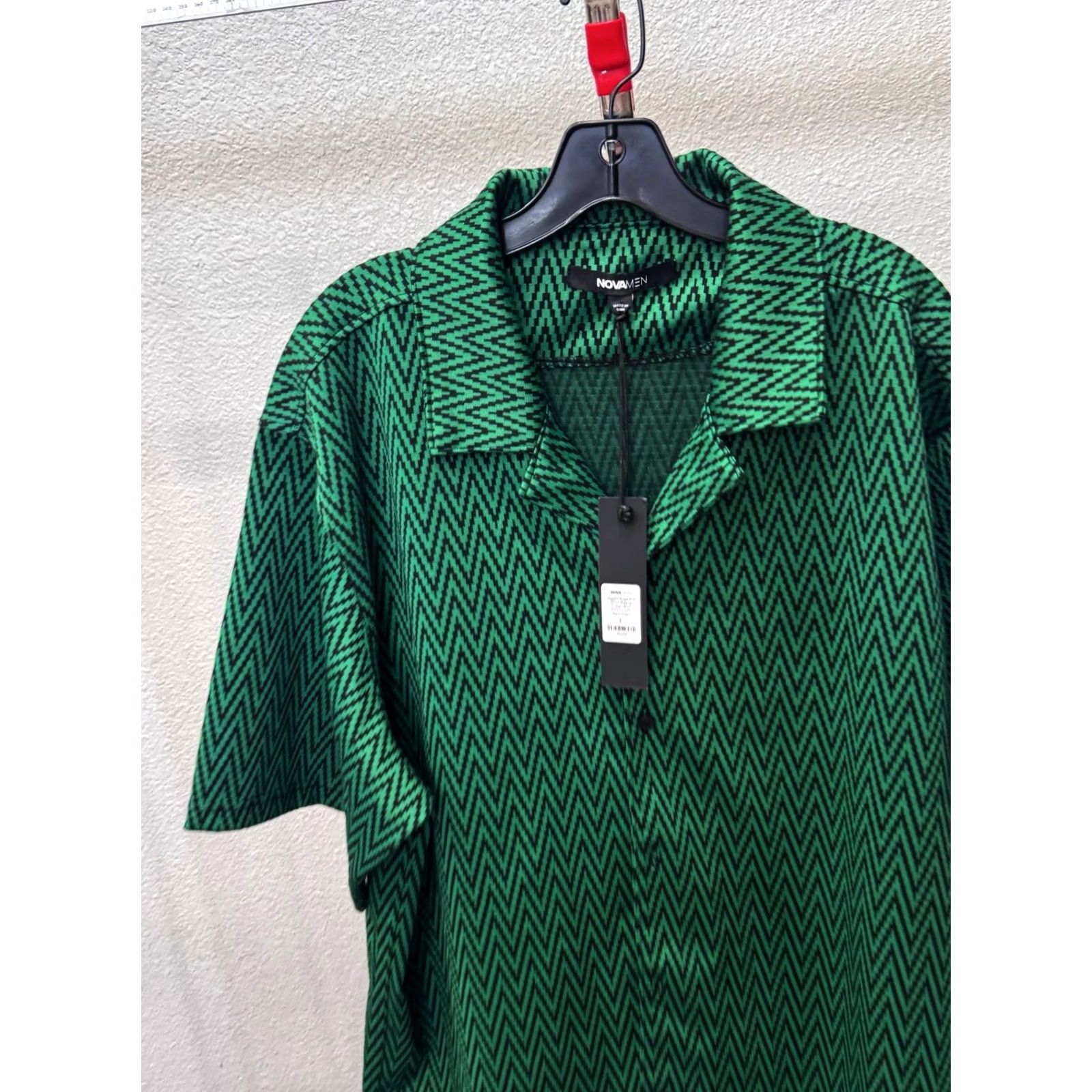 Fashion Nova Fashion Nova Shirt Short Sleeve NWT Thick Green Zig Pattern Large L Multicolor Mens Shirt Size US L / EU 52-54 / 3 - 4 Thumbnail