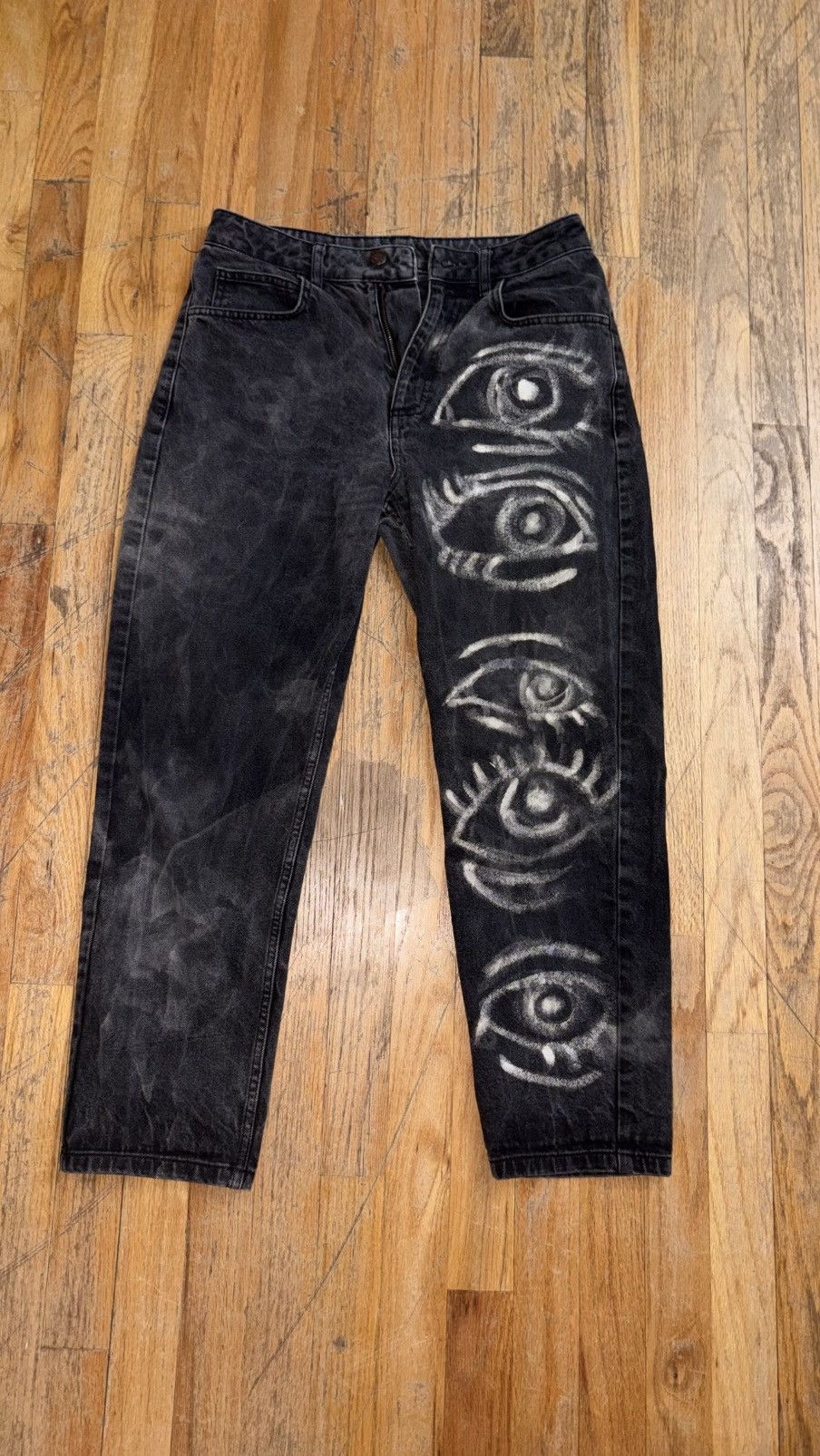 Beauty Beast × Vintage 🔥Vintage RECLAIMED black eye print jeans super unique design Size US 29 - 1 Thumbnail