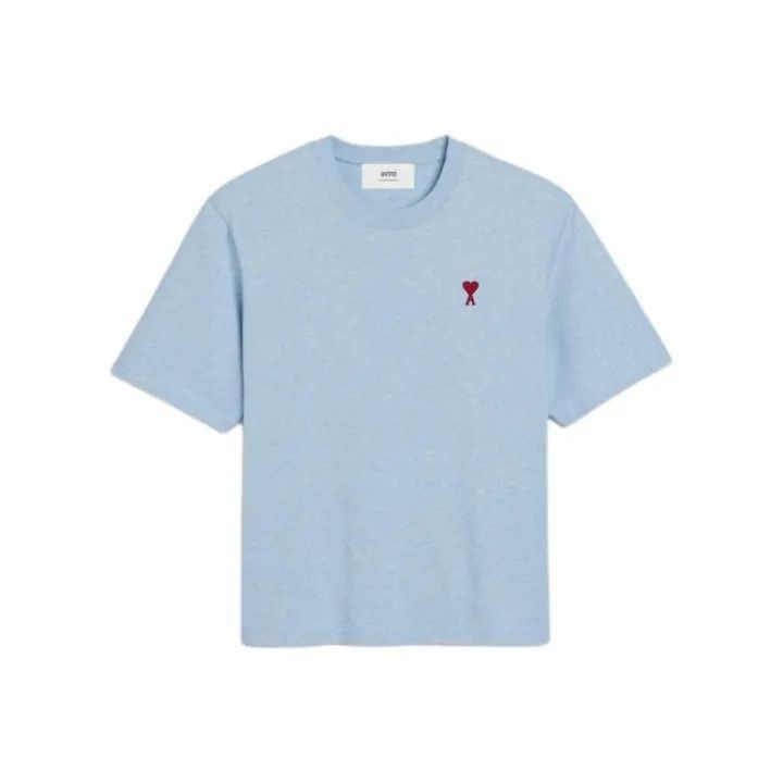 AMI AMIPARIS Love Heart Pattern Blue T-Shirt -2507 Size US XS / EU 42 / 0 - 1 Thumbnail
