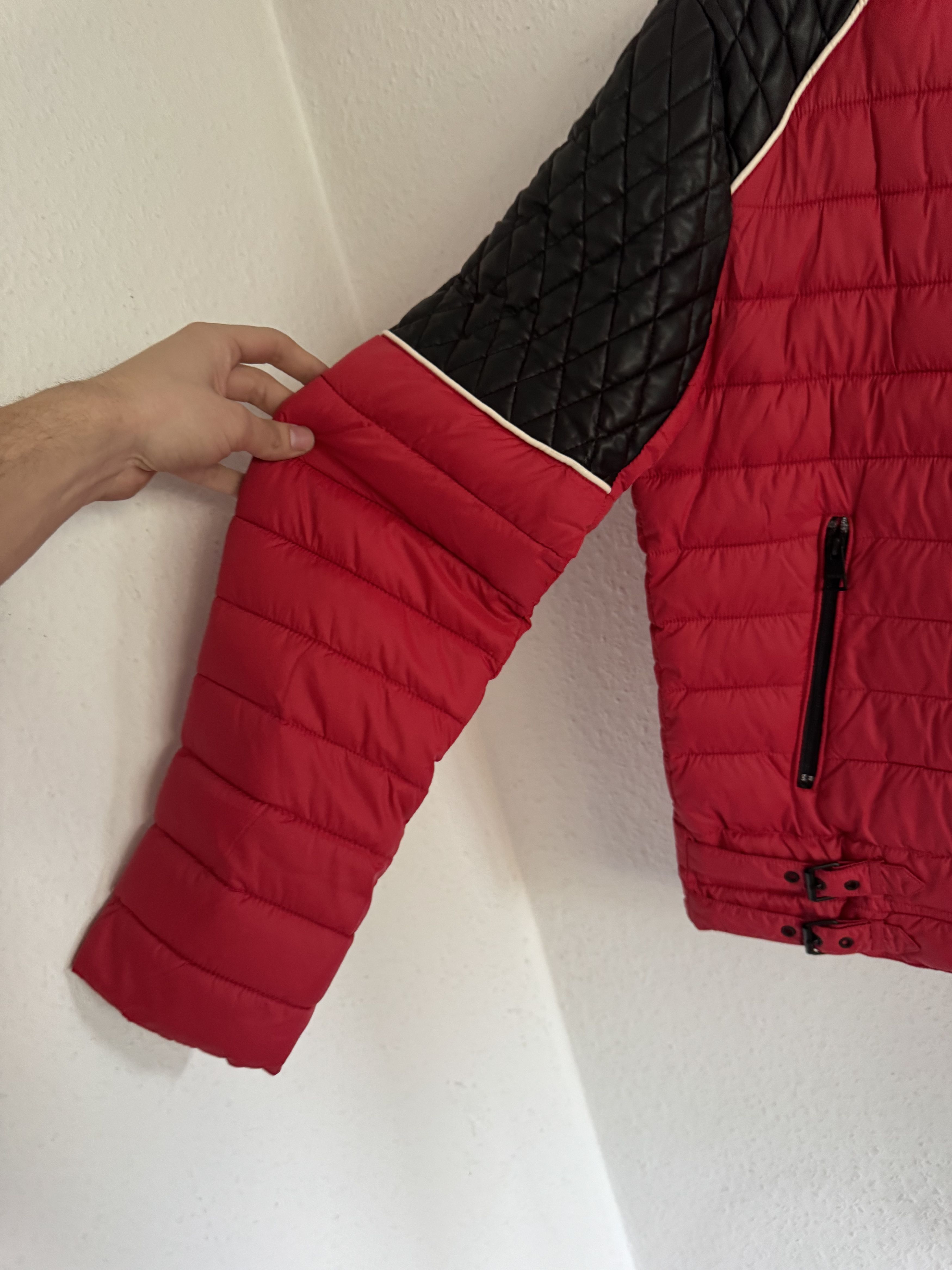 Just Cavalli Quilted Biker Down Jacket With Leather Shoulders Size US XXL / EU 58 / 5 - 5 Thumbnail