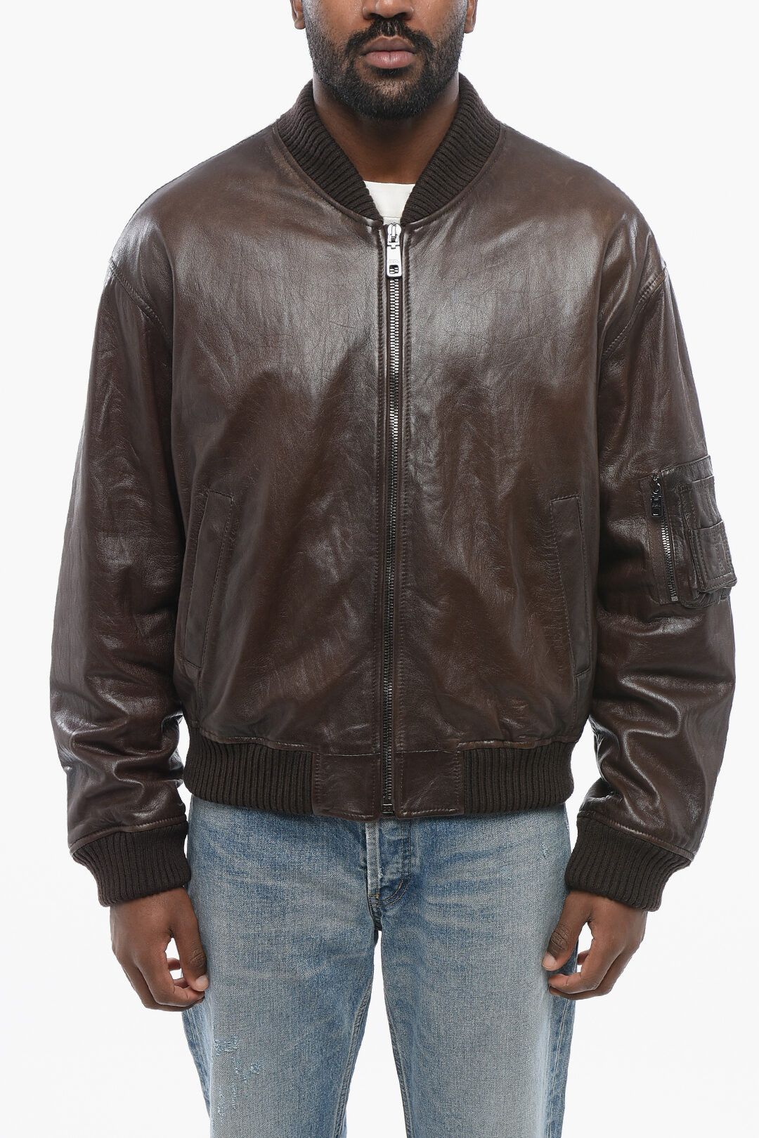 Dolce & Gabbana og1mm0825 Lambskin Zip-up Bomber Jacket in Brown Size US L / EU 52-54 / 3 - 1 Thumbnail