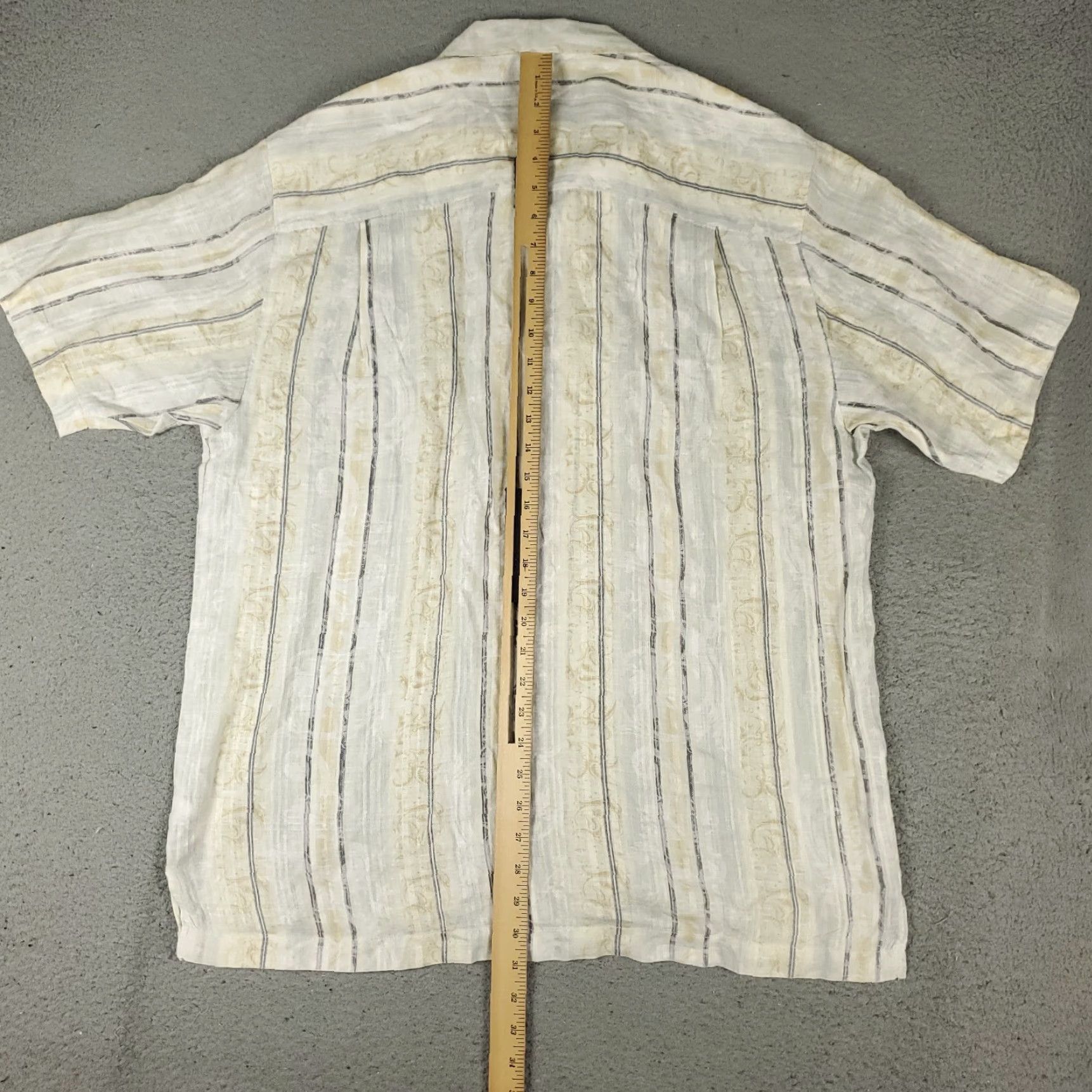 Tommy Bahama Tommy Bahama Shirt Mens Medium Beige Striped Linen Hawaiian Button Up Size US M / EU 48-50 / 2 - 4 Thumbnail