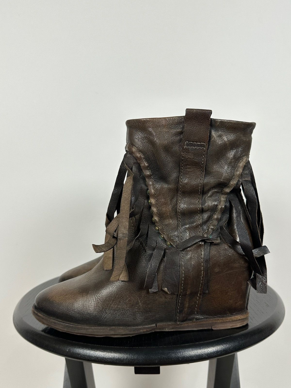 A.S.98 A.S.98. Airstep Leather Fringe Ankle Boho Western Boots Size US 7 / IT 37 - 2 Thumbnail