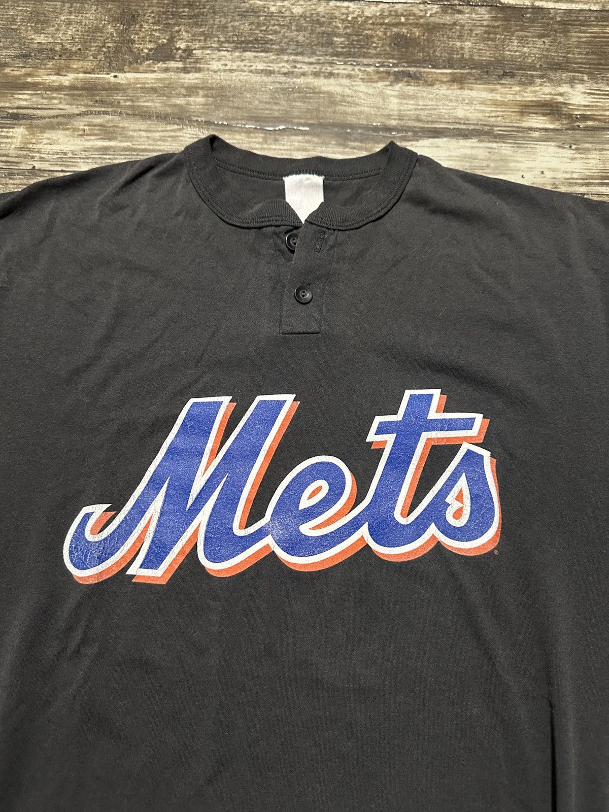 MLB Vintage 90s NY Mets Henley Tee Size US XL / EU 56 / 4 - 2 Thumbnail