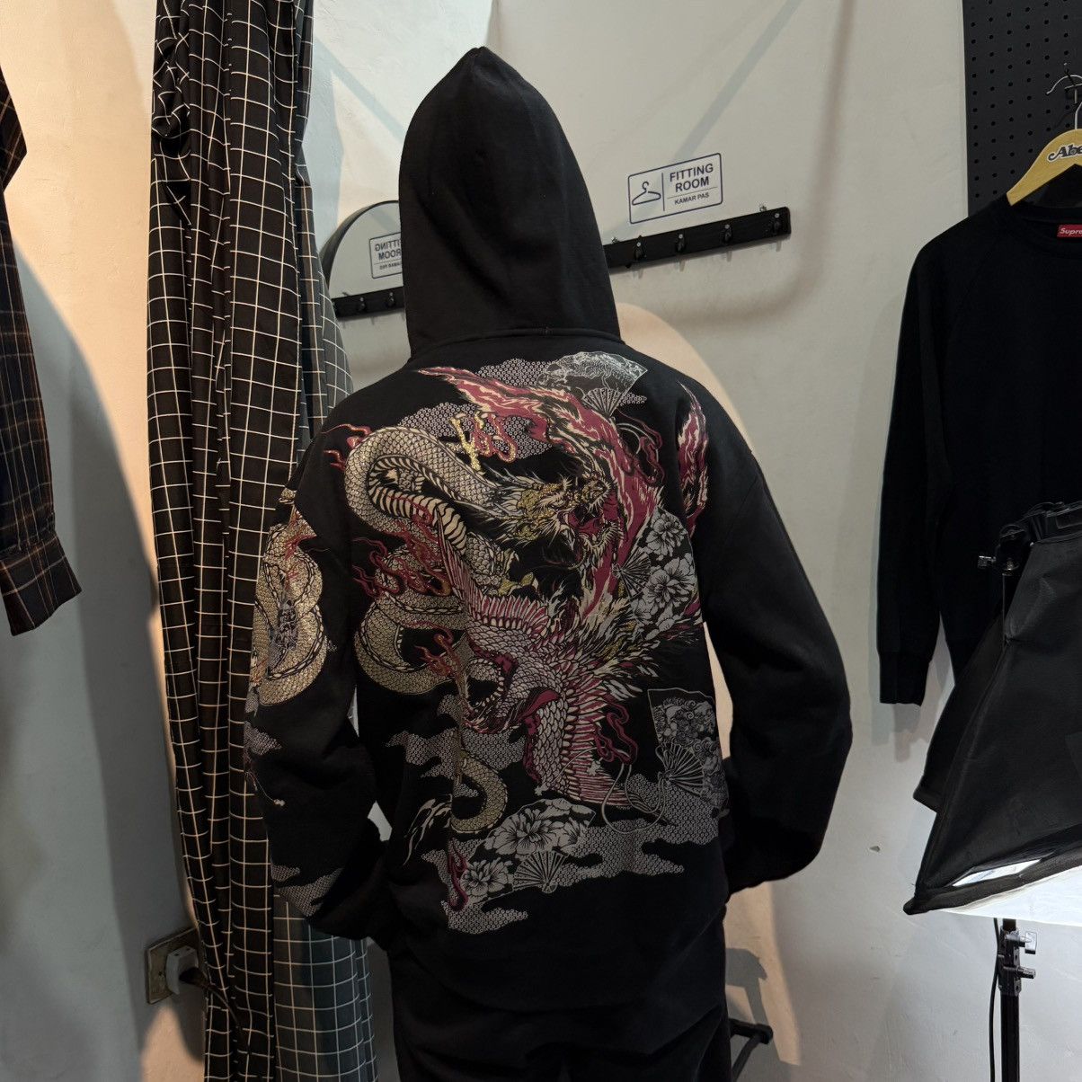 Japanese Brand Vintage sukajan dragon japanese full zip hooded black Size US XL / EU 56 / 4 - 3 Thumbnail