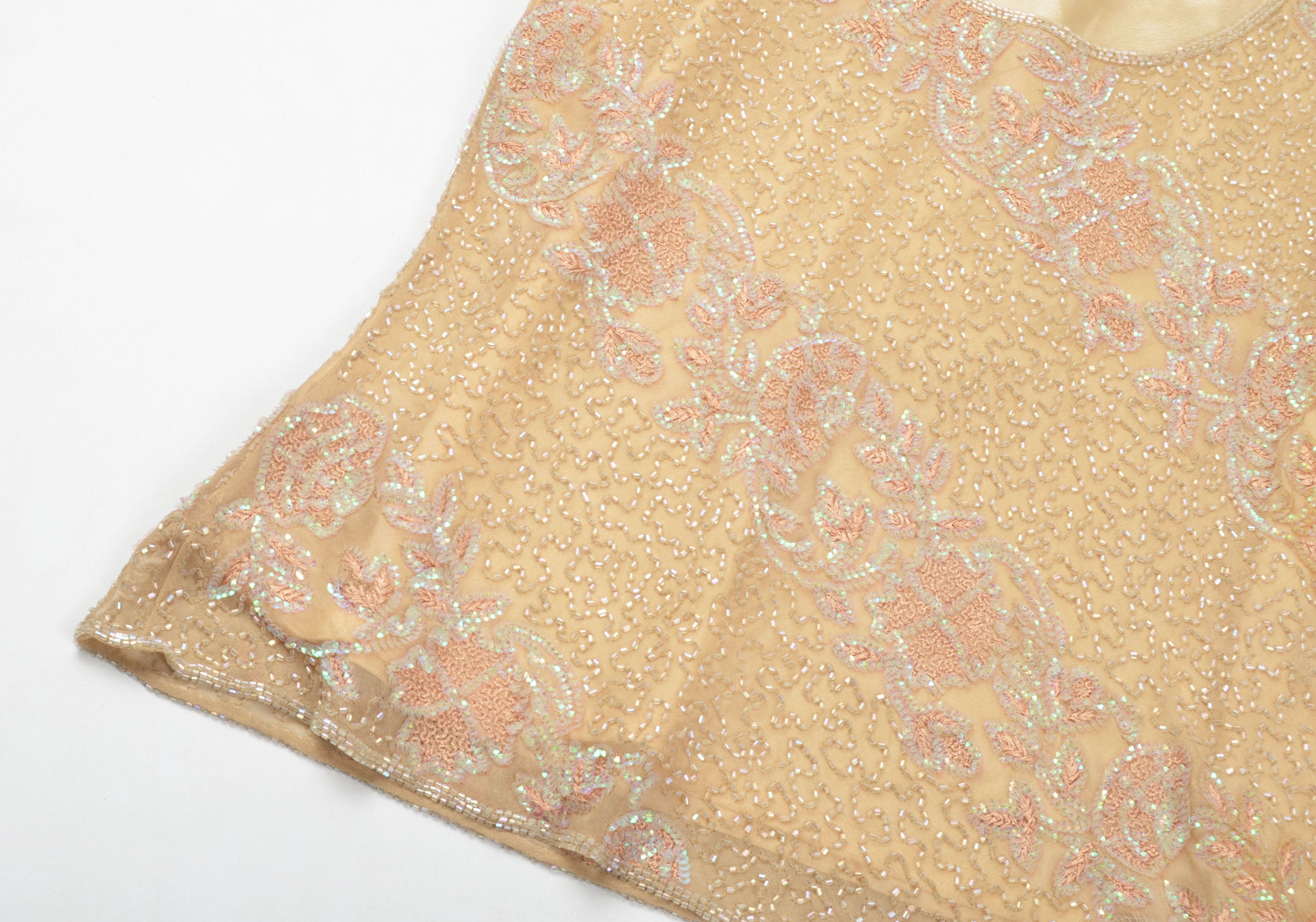 Other Vintage Full Beaded Beige Y2K Sparkle Fairy Top Blouse Size XS / US 0-2 / IT 36-38 - 7 Thumbnail
