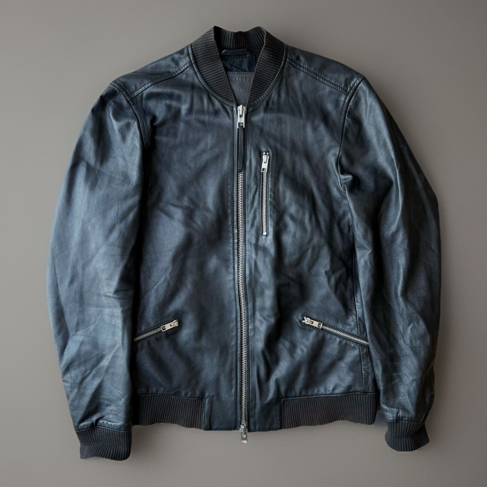 Allsaints All Saints Utility Bomber Jacket S Black Leather Full Zip Size US S / EU 44-46 / 1 - 1 Thumbnail